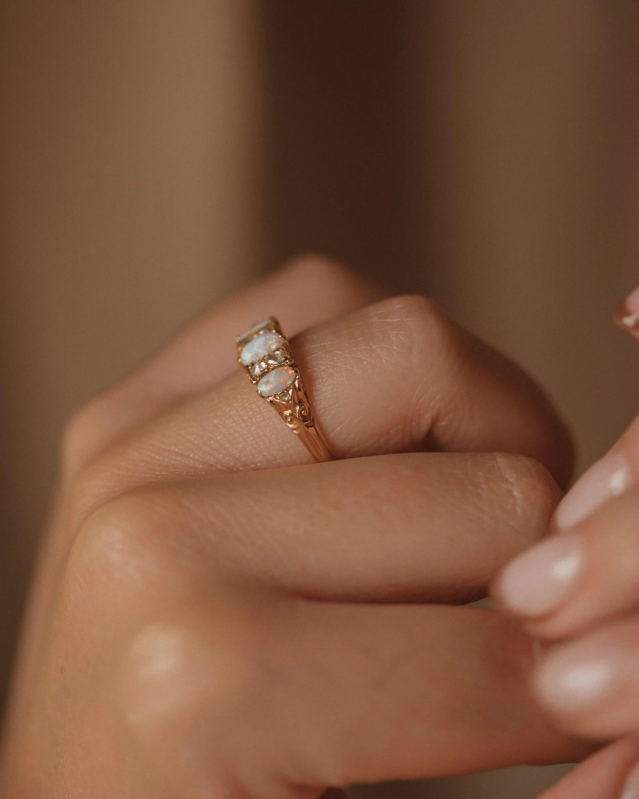 Rosalind Antique 18ct Gold Opal & Rose-Cut Diamond Ring sold by Rock n Rose product image thumbnail 3