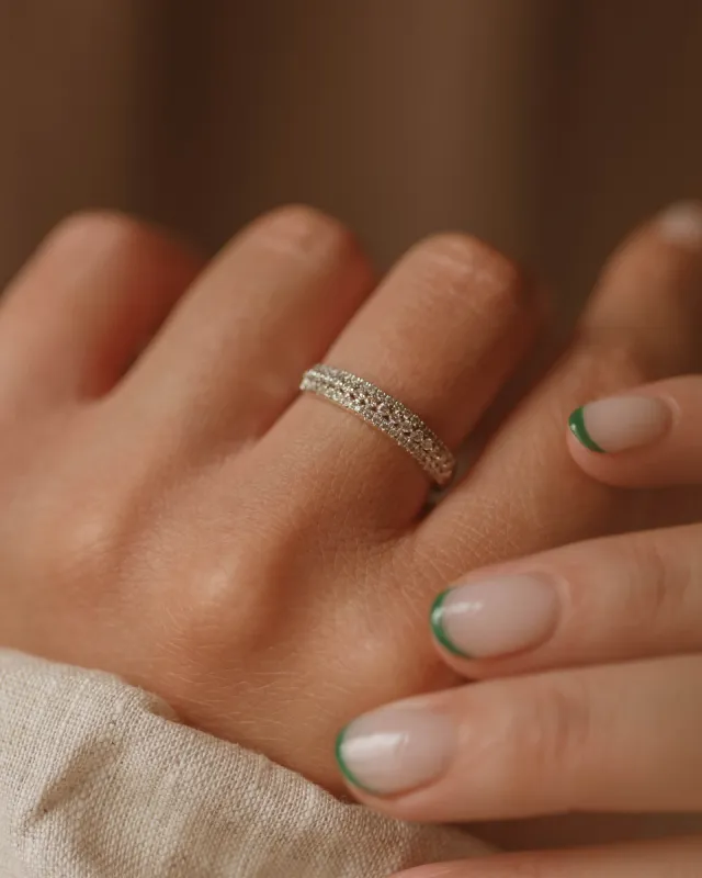 Clara Vintage 9ct White Gold Diamond Band Ring sold by Rock n Rose