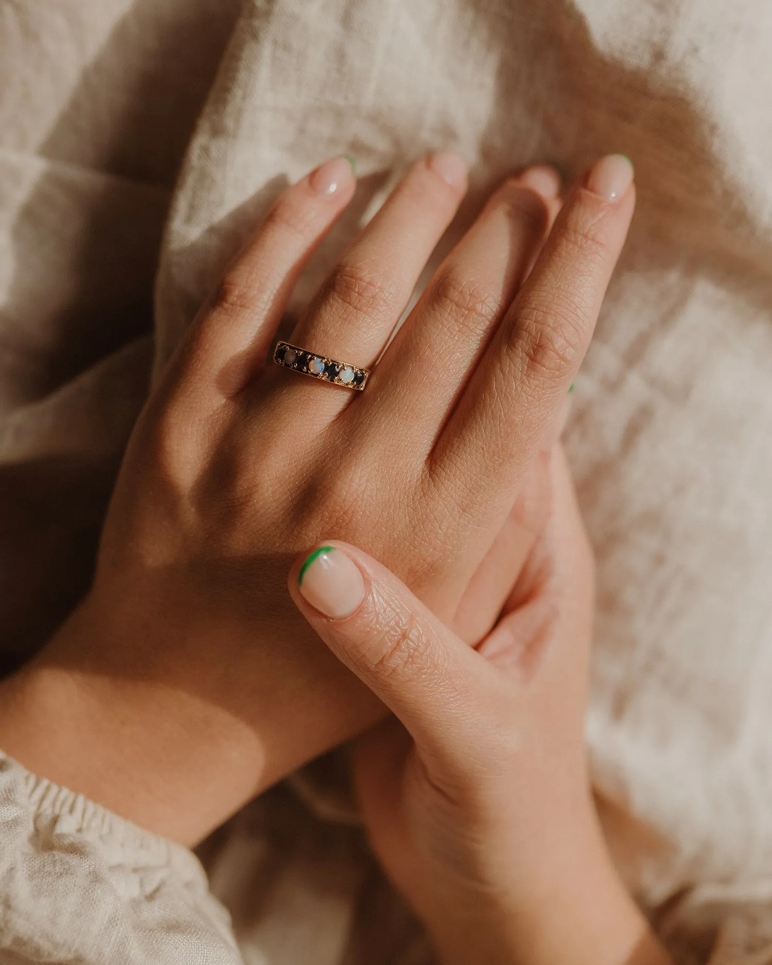Adelaide 9ct Gold Opal & Sapphire Ring sold by Rock n Rose product image thumbnail 2
