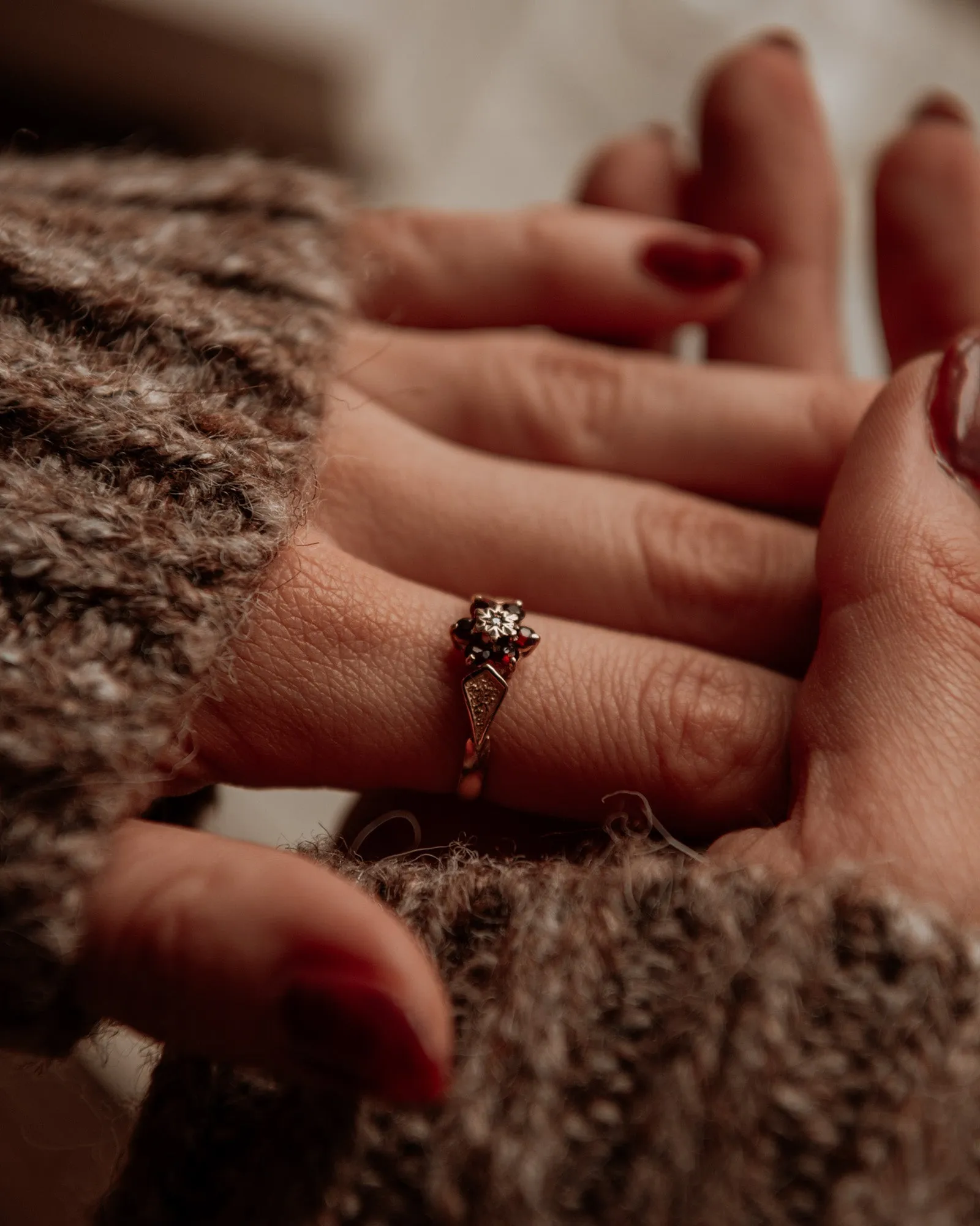 Cicely 9ct Gold Garnet & Diamond Ring sold by Rock n Rose product image thumbnail 2