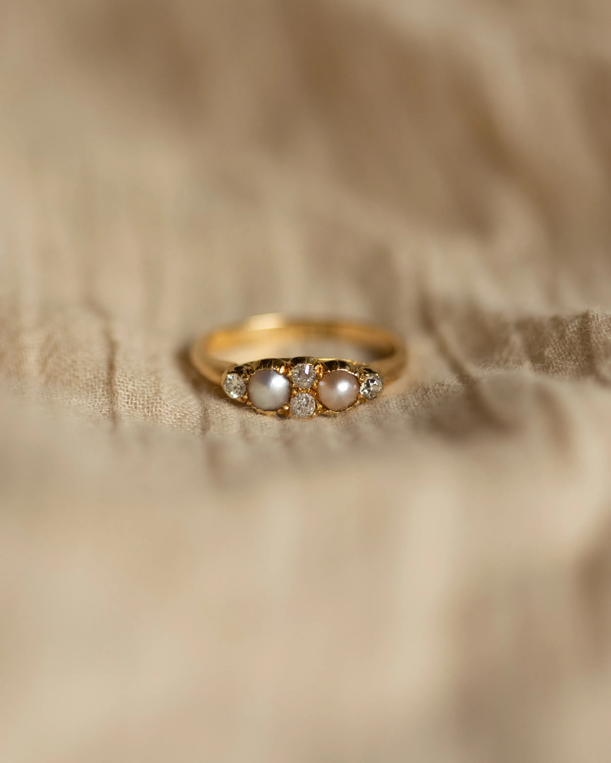 Nancy Antique 18ct Gold Pearl & Diamond Ring sold by Rock n Rose product image thumbnail 3