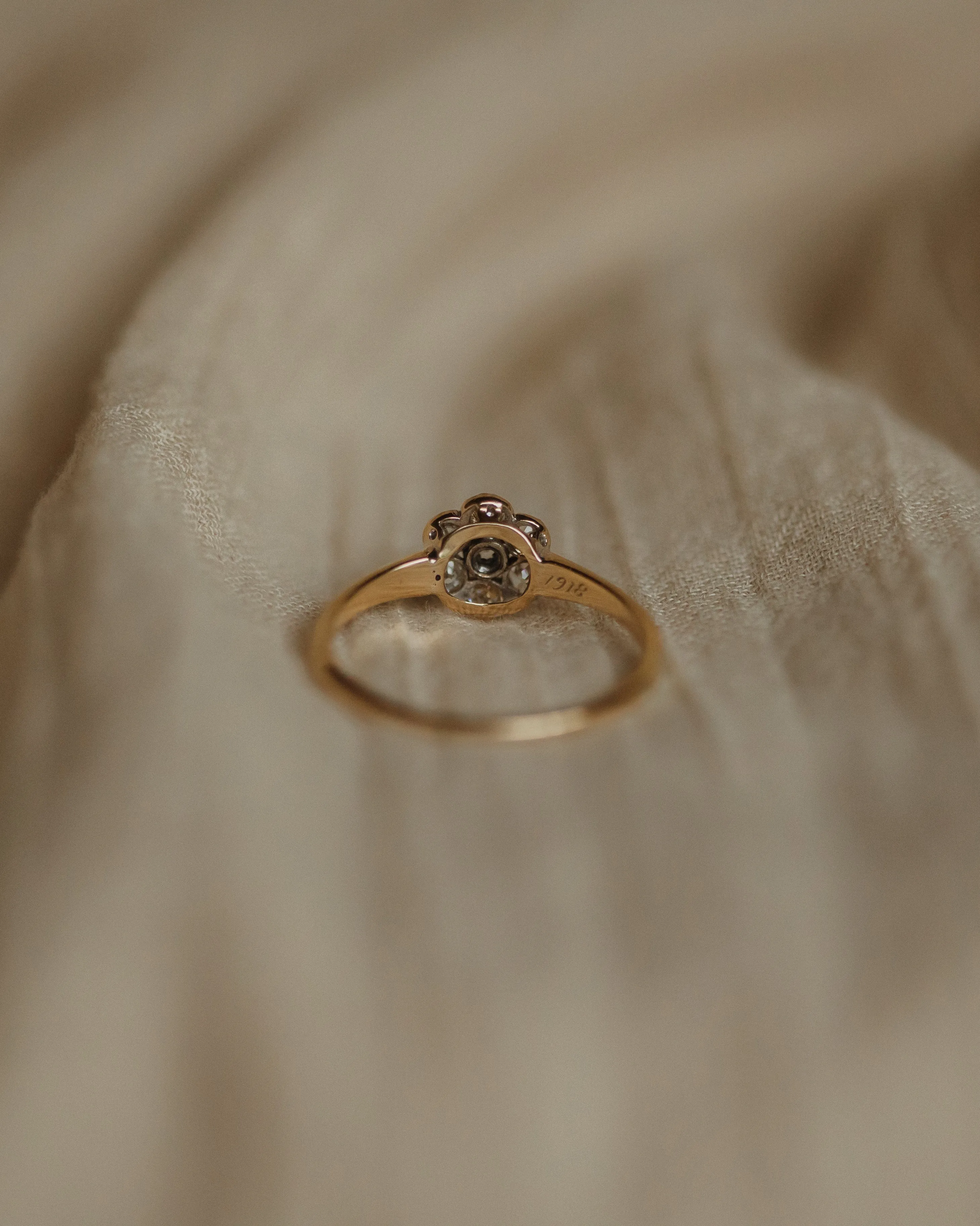 Cecily 1918 Antique 18ct Gold Diamond Daisy Cluster Ring sold by Rock n Rose product image thumbnail 5
