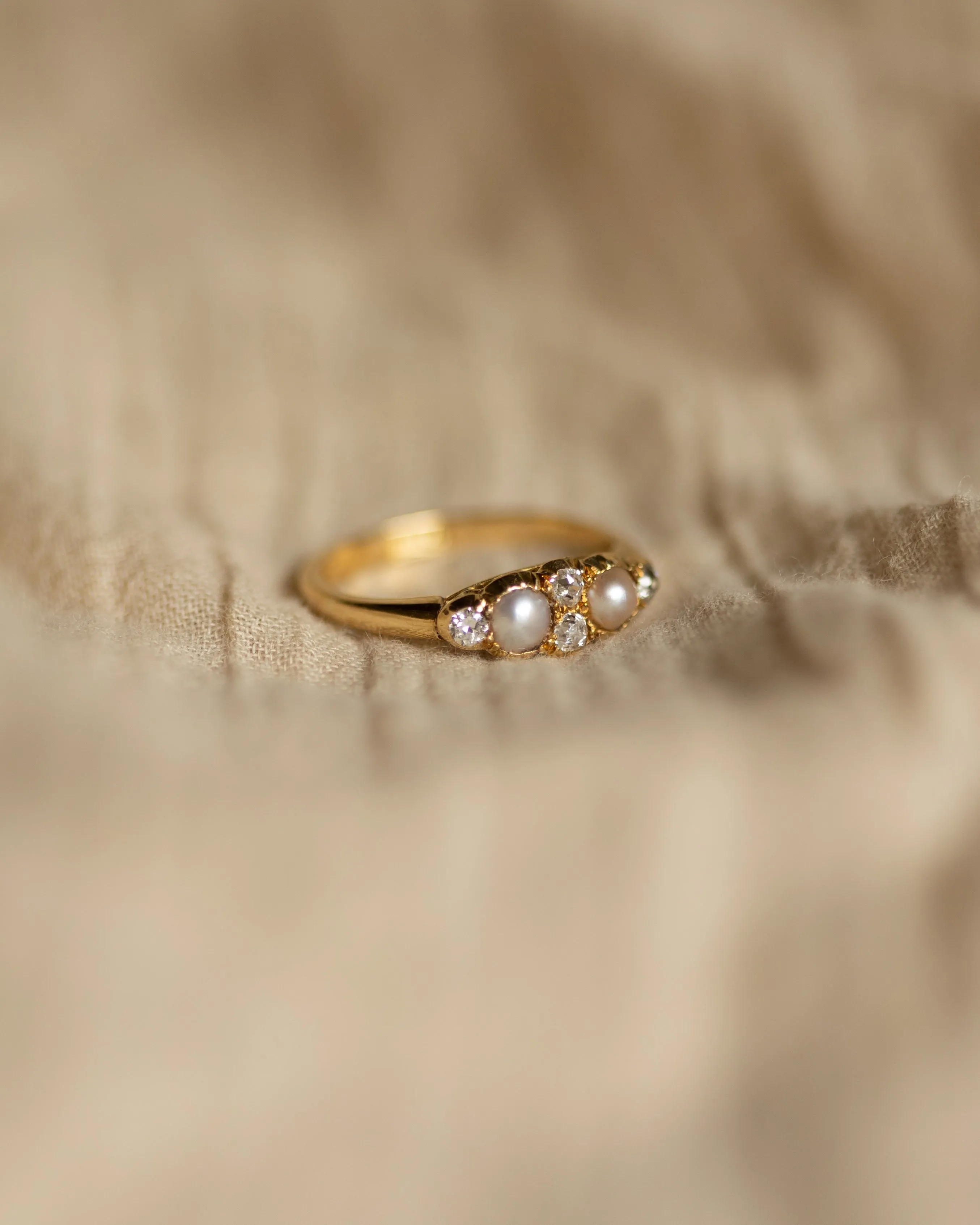 Nancy Antique 18ct Gold Pearl & Diamond Ring sold by Rock n Rose product image thumbnail 4