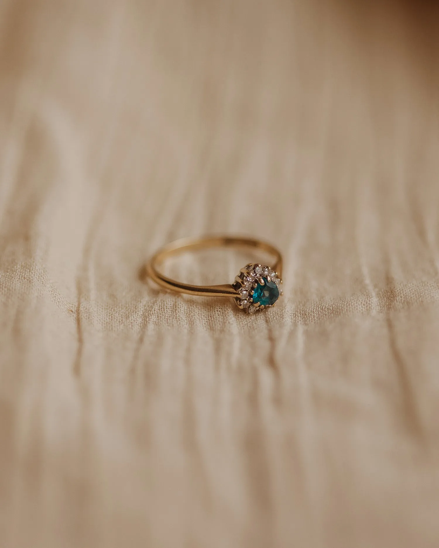 Vida 9ct Gold Vintage Blue Topaz & Diamond Ring sold by Rock n Rose product image thumbnail 3