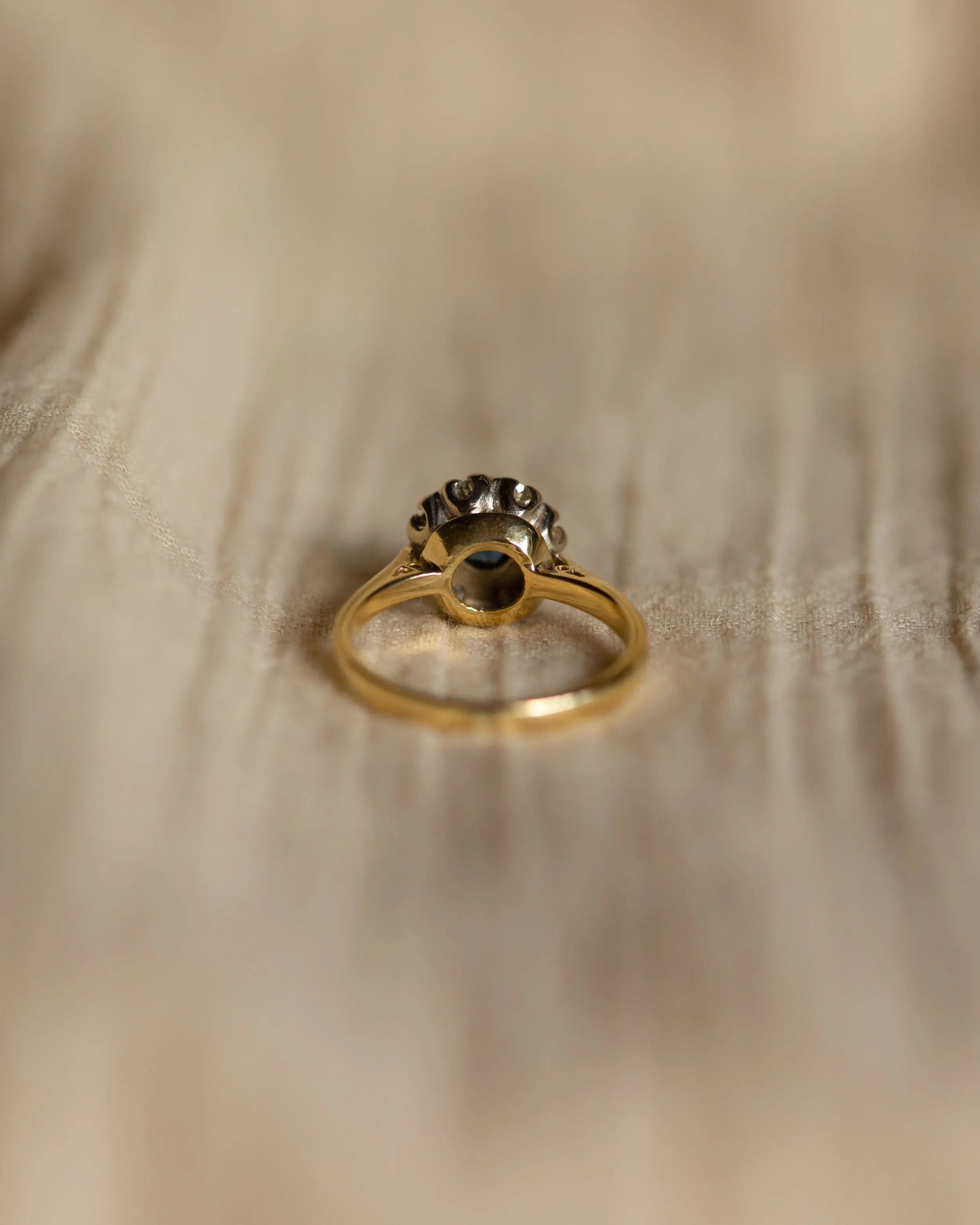 Norah 1969 Vintage 18ct Gold Sapphire & Diamond Cluster Ring sold by Rock n Rose product image thumbnail 5