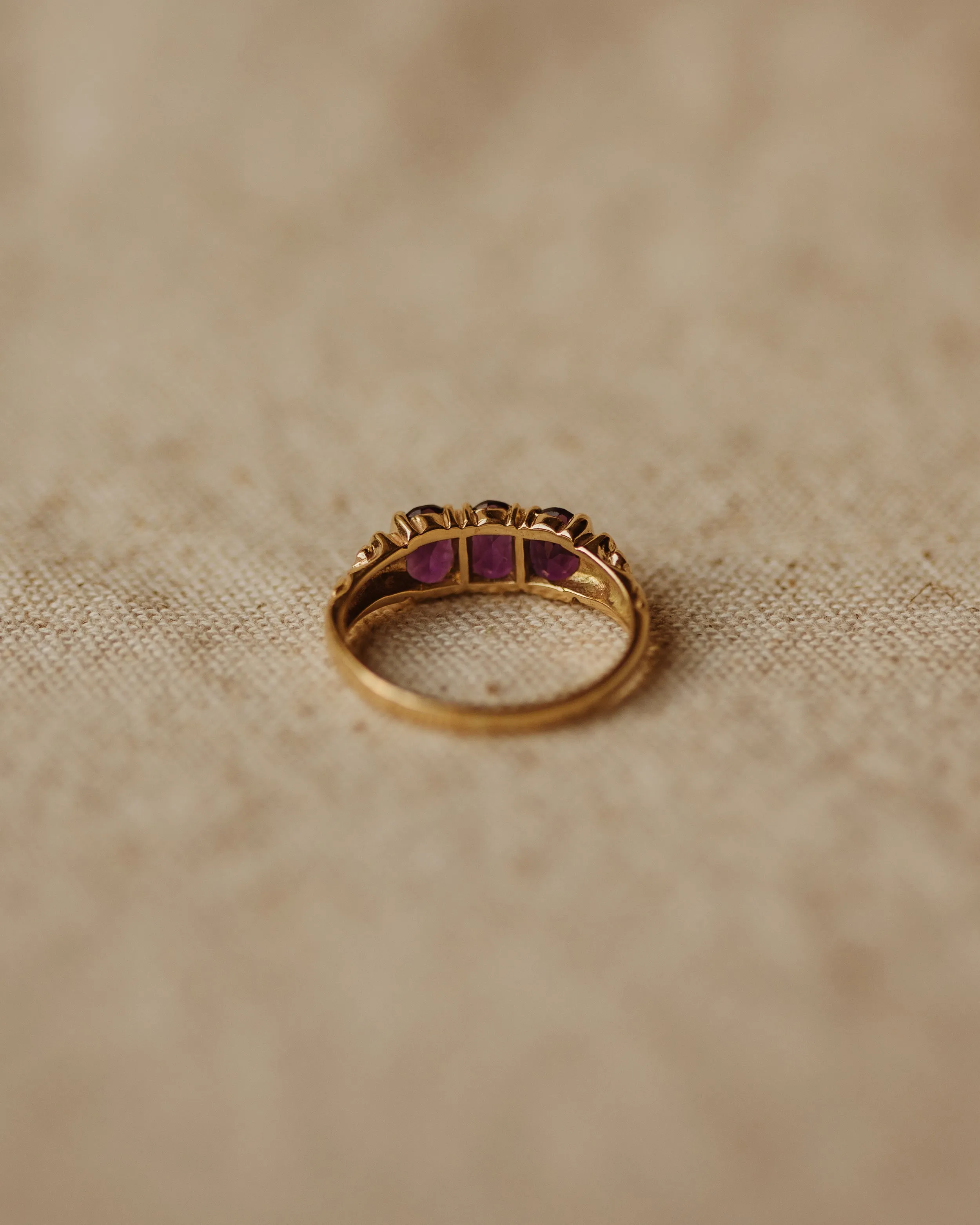Mamie 1984 9ct Gold Amethyst Trilogy Ring sold by Rock n Rose product image thumbnail 5