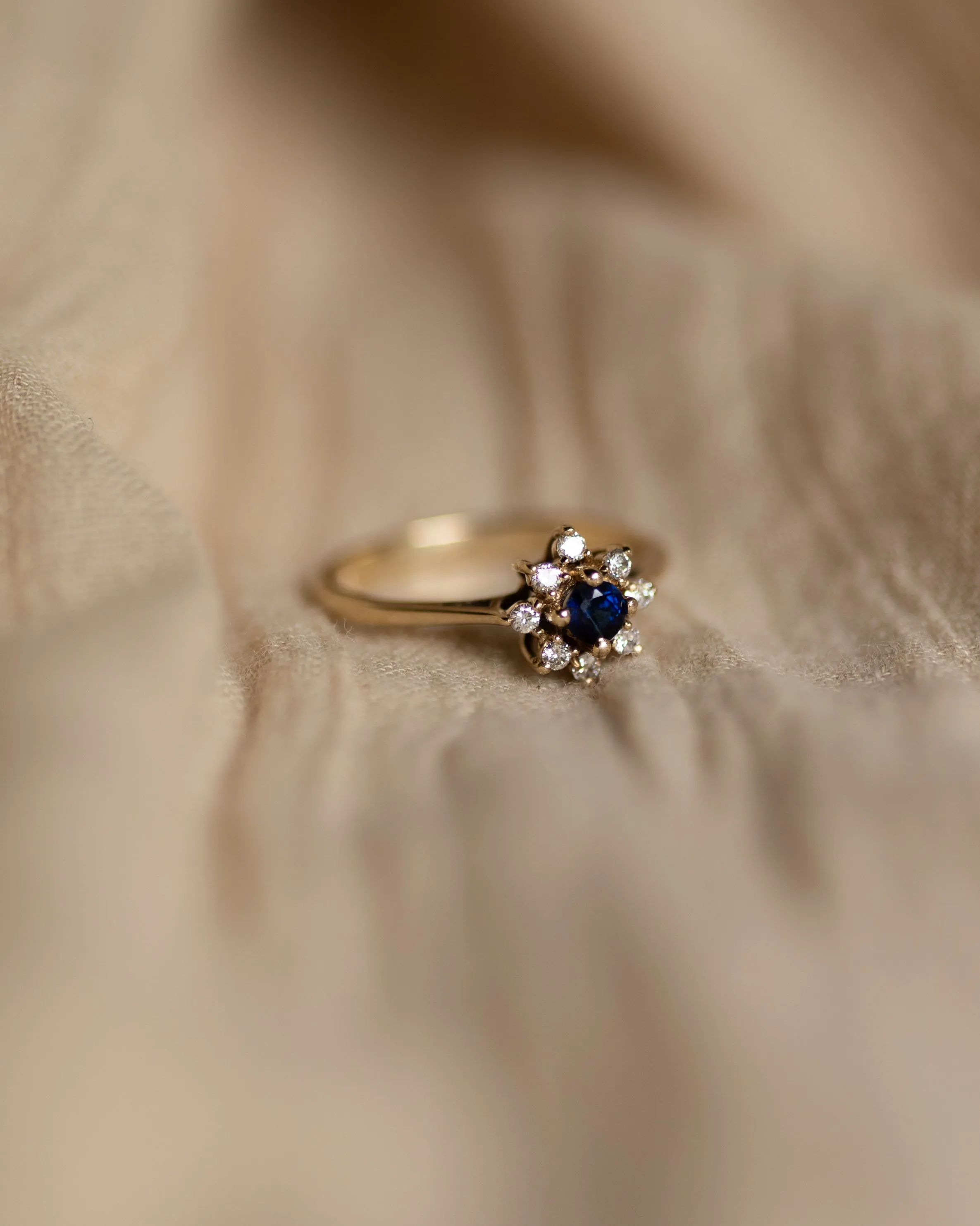 Henrietta Vintage 9ct Gold Sapphire & Diamond Cluster Ring sold by Rock n Rose product image thumbnail 4