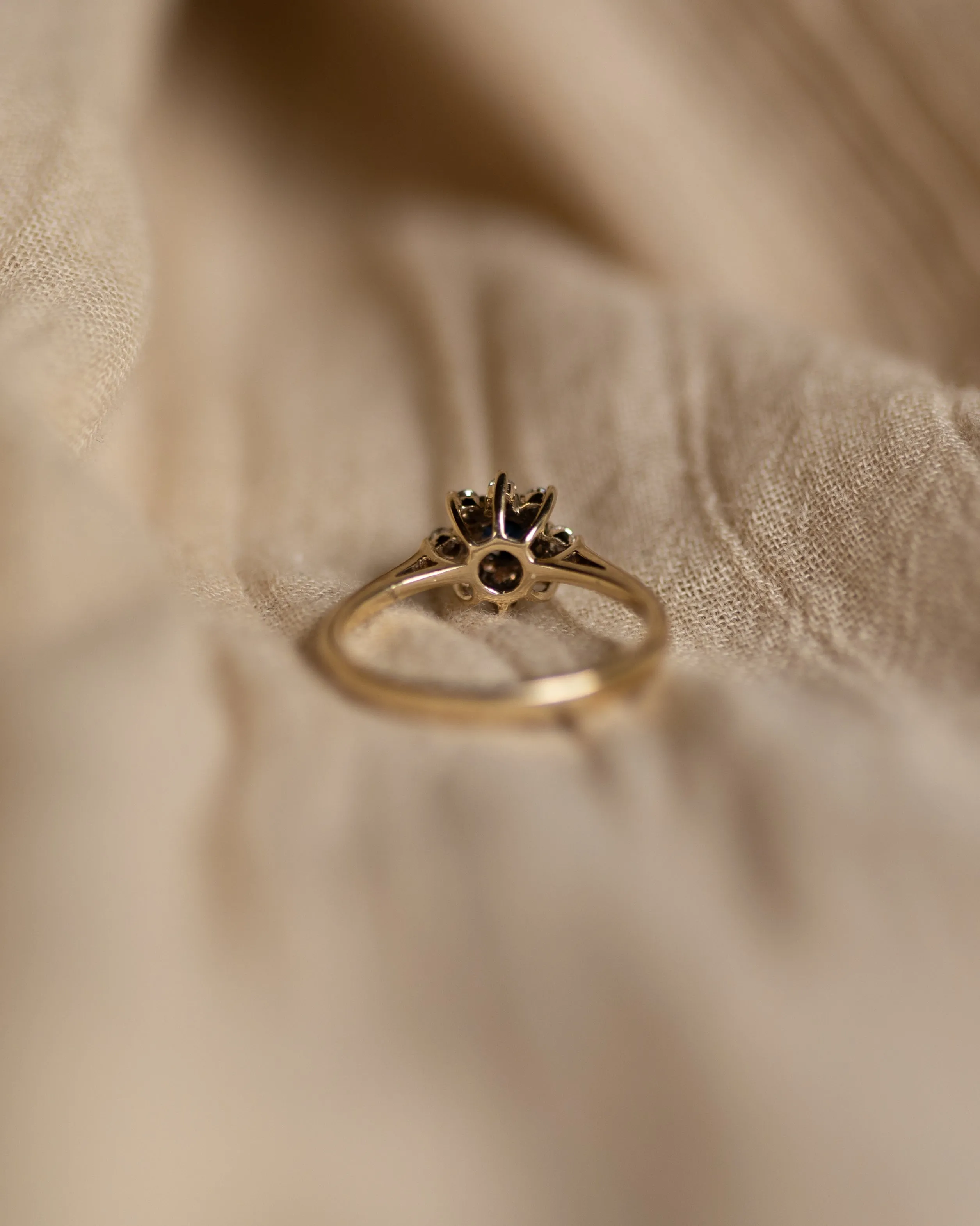 Henrietta Vintage 9ct Gold Sapphire & Diamond Cluster Ring sold by Rock n Rose product image thumbnail 5