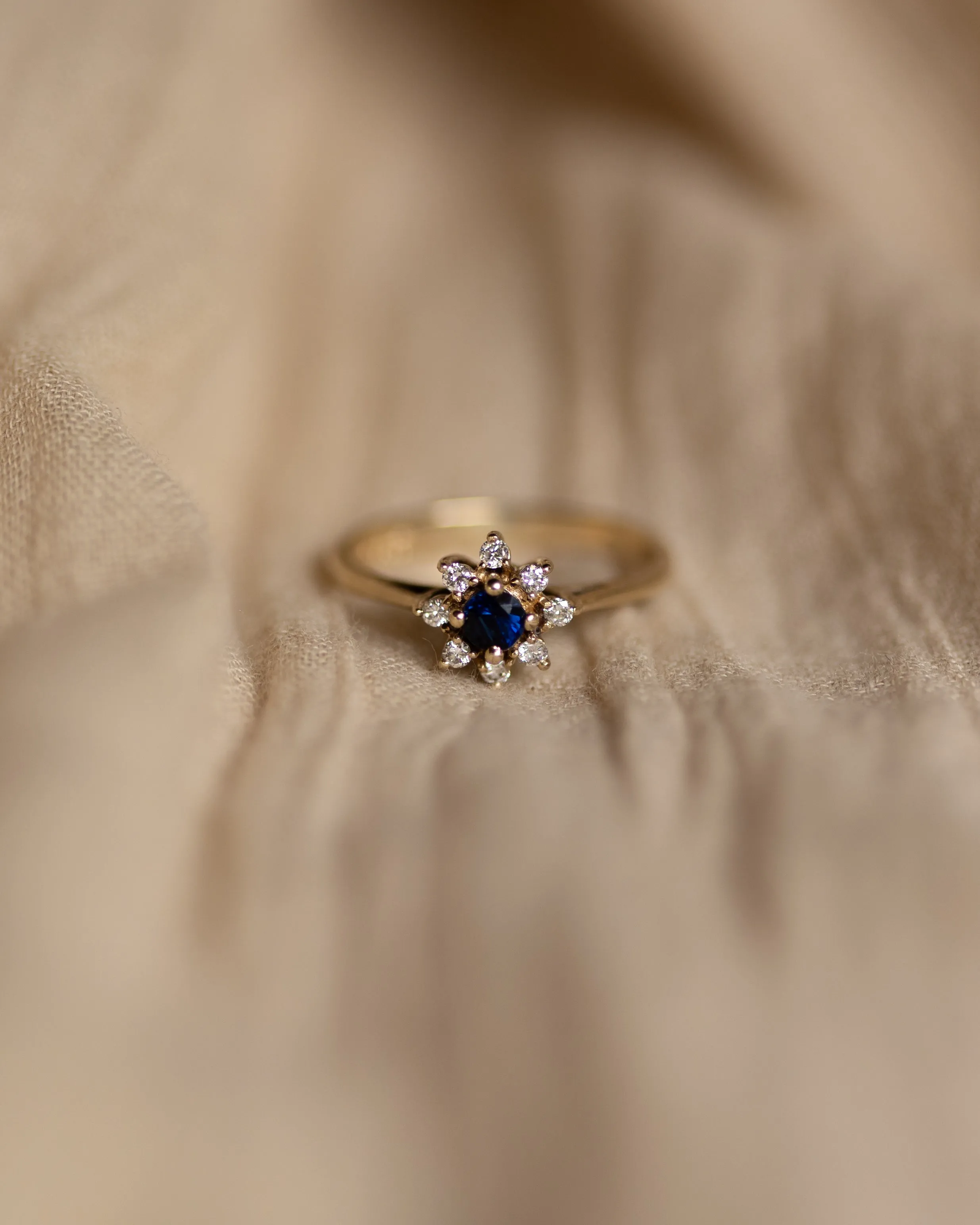 Henrietta Vintage 9ct Gold Sapphire & Diamond Cluster Ring sold by Rock n Rose product image thumbnail 3