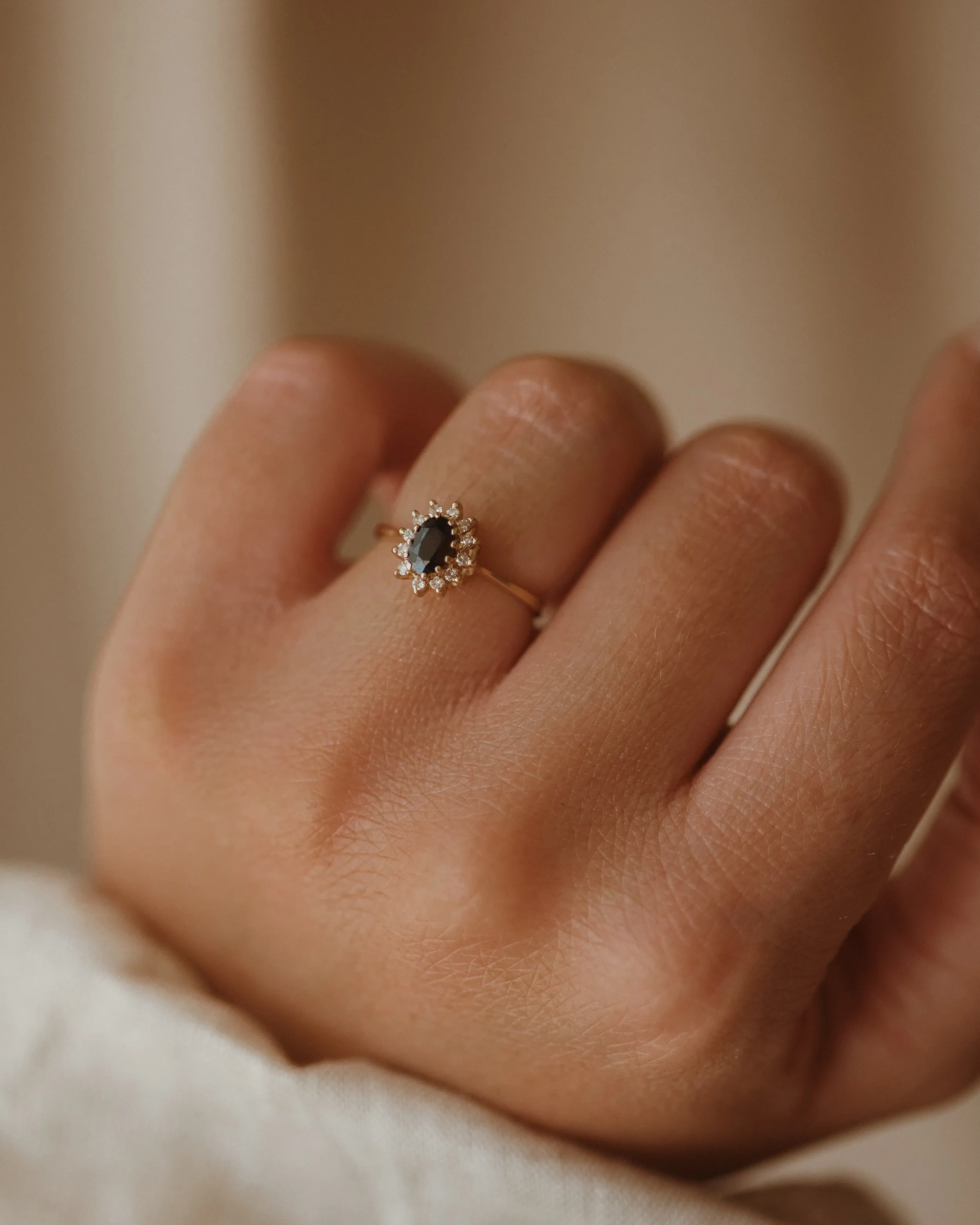 Amalie 1982 9ct Gold Sapphire & Diamond Cluster Ring sold by Rock n Rose product image thumbnail 2