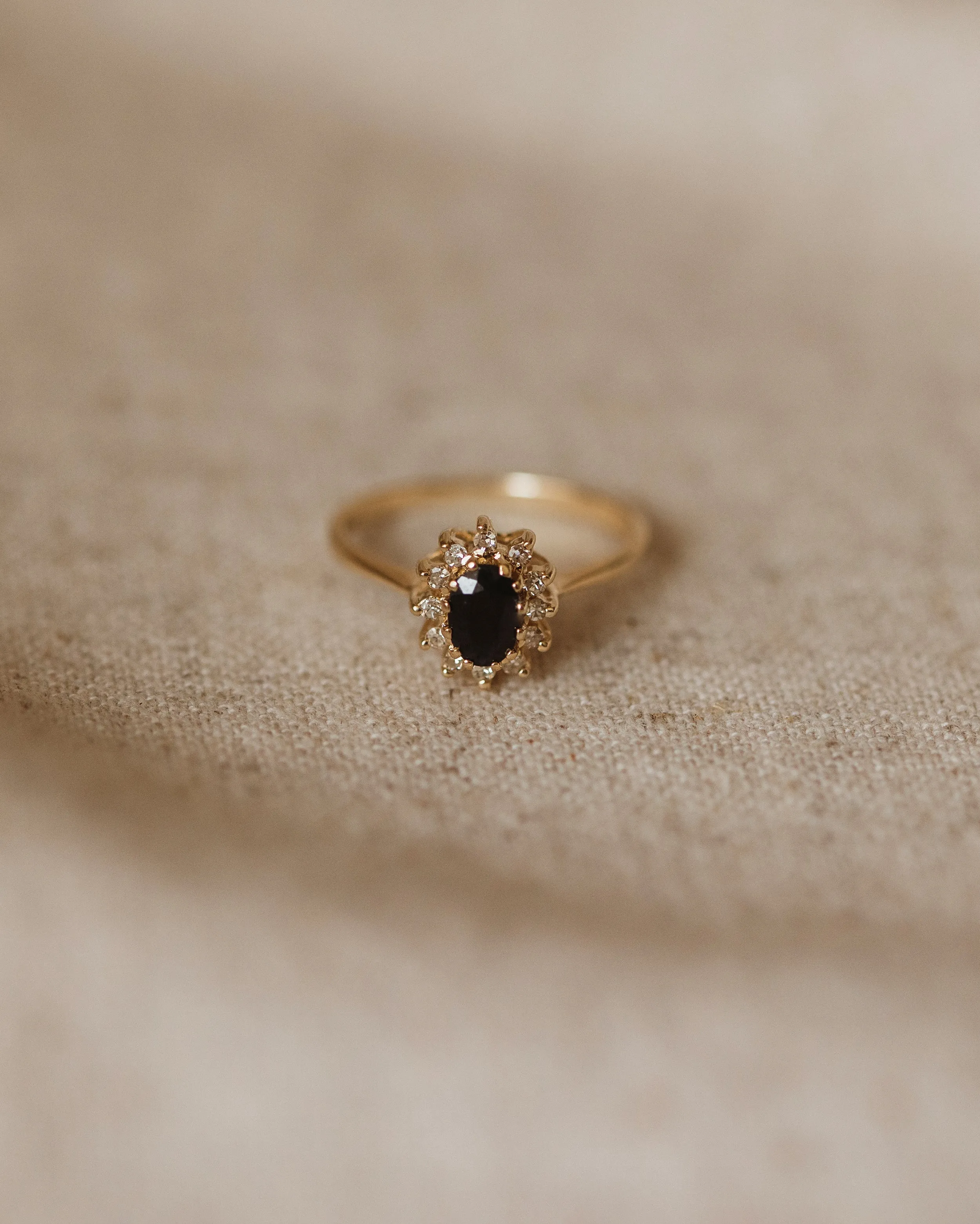 Amalie 1982 9ct Gold Sapphire & Diamond Cluster Ring sold by Rock n Rose