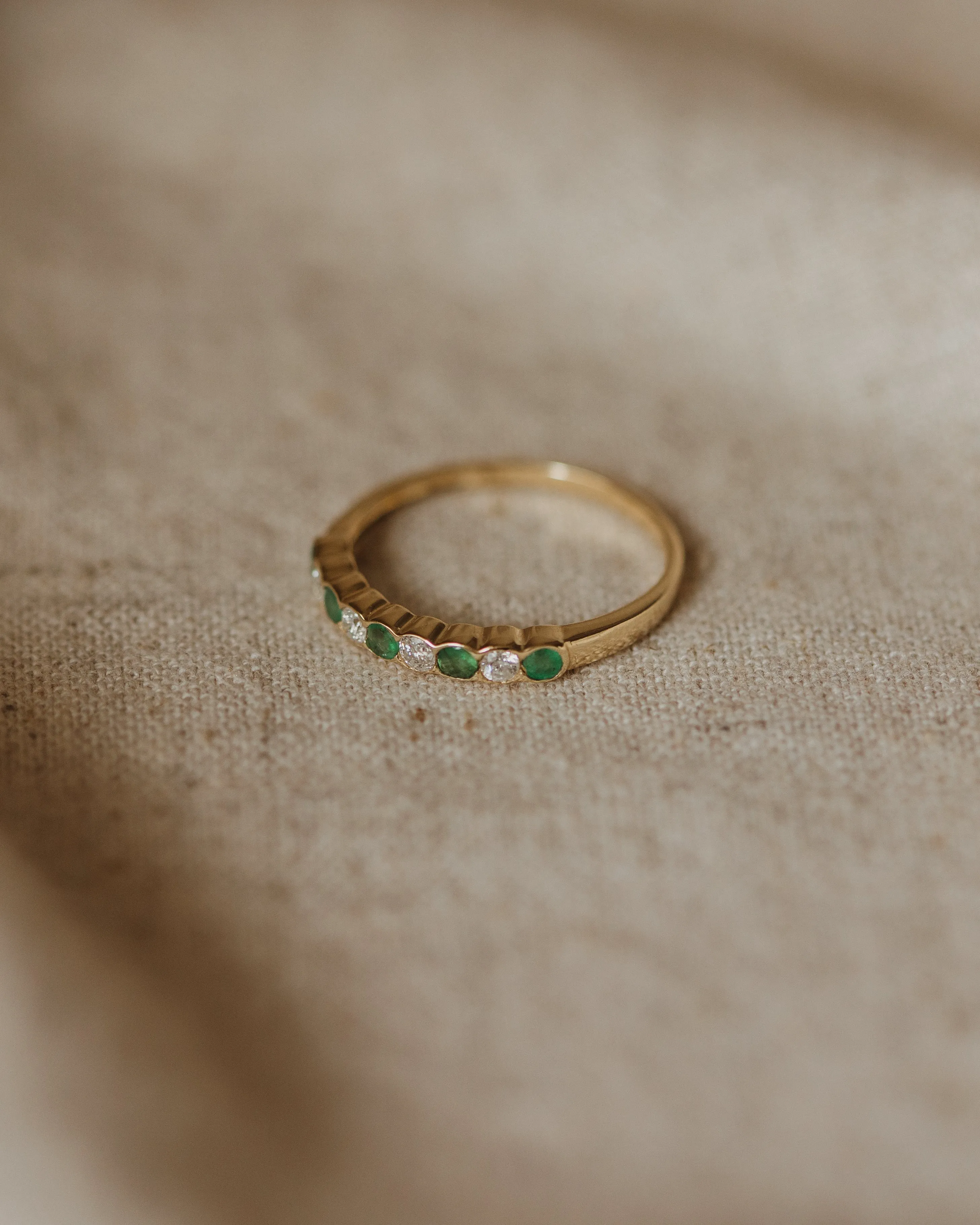 Iris Vintage 9ct Gold Emerald & Diamond Half Eternity Ring sold by Rock n Rose product image thumbnail 3
