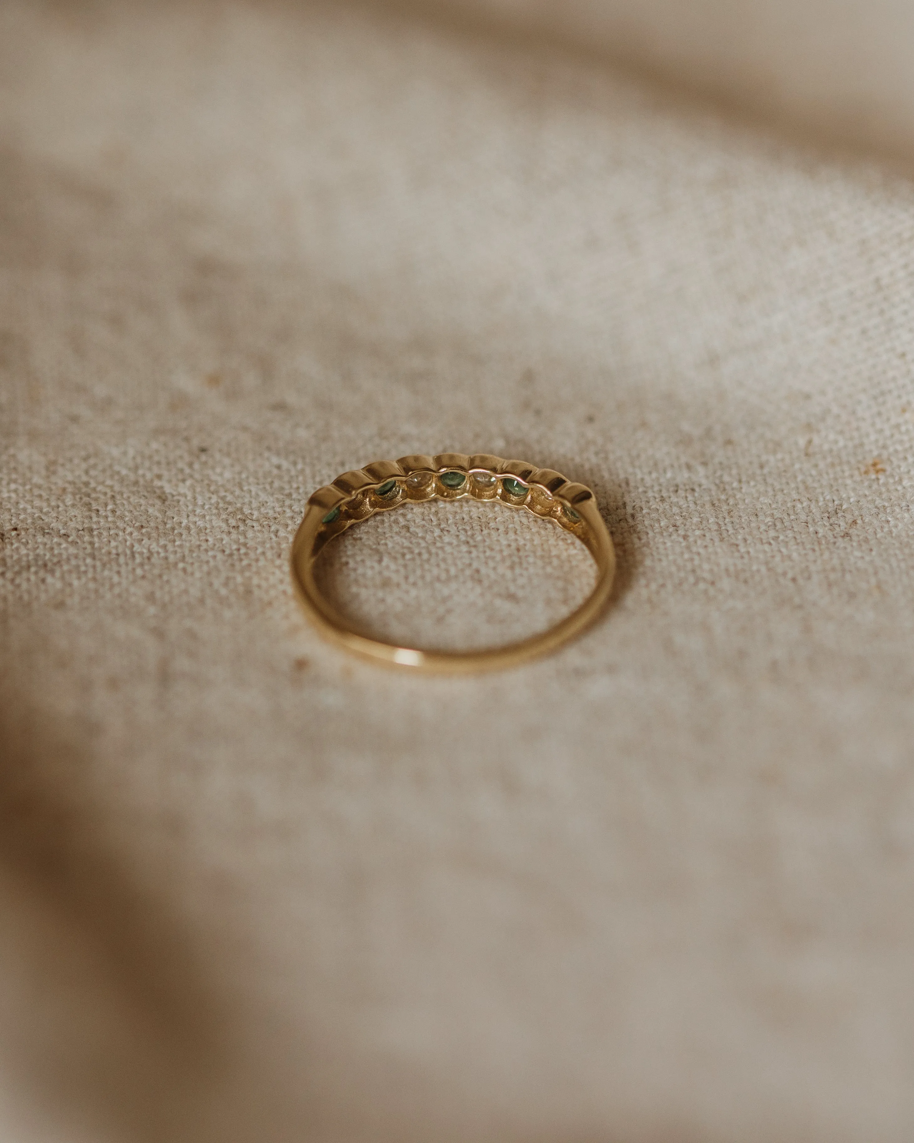 Iris Vintage 9ct Gold Emerald & Diamond Half Eternity Ring sold by Rock n Rose product image thumbnail 4