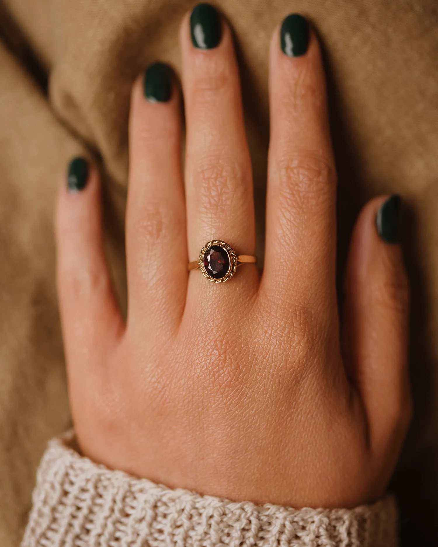 Doreen 1988 9ct Gold Garnet Ring sold by Rock n Rose