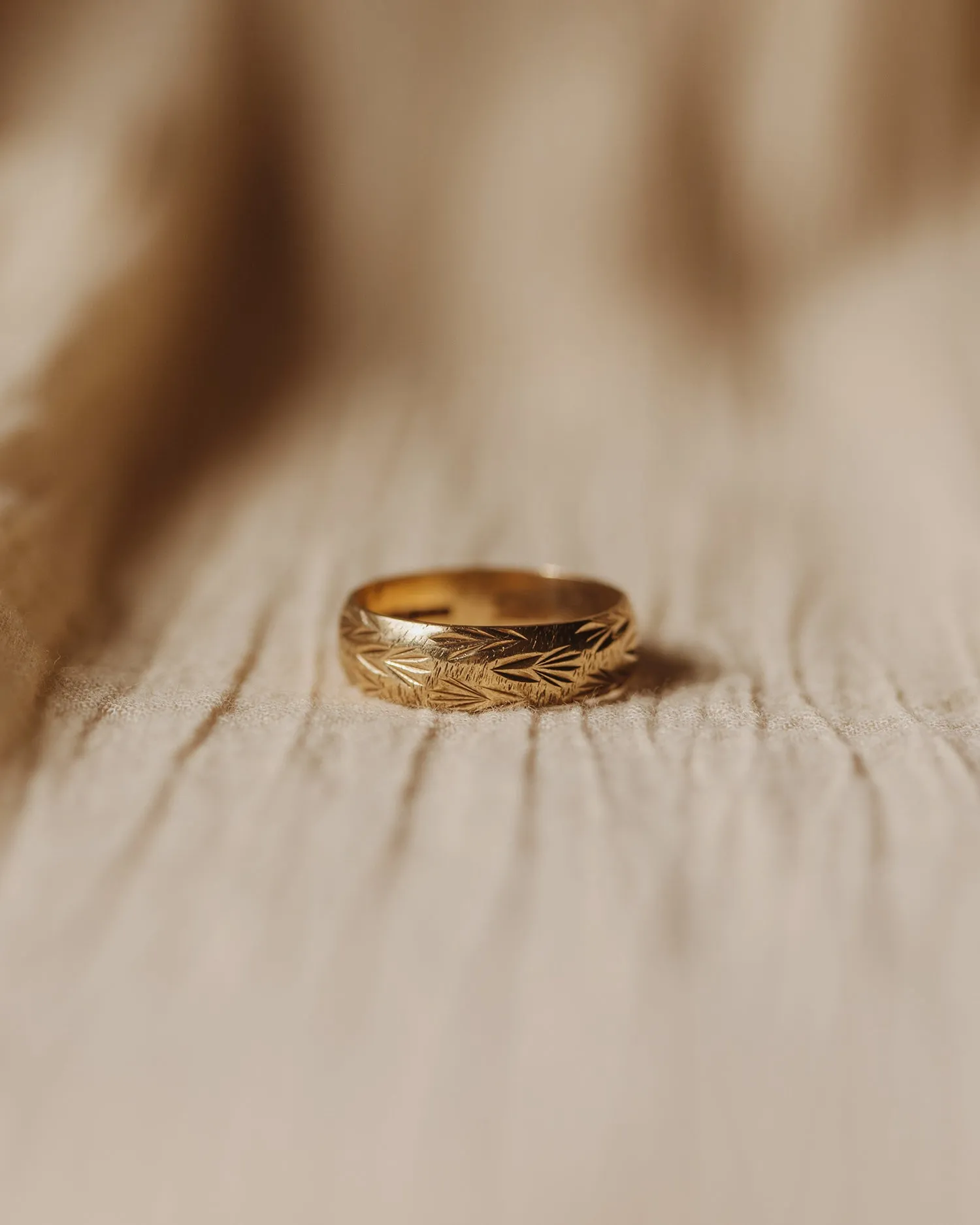 Stevie 9ct Gold Etched Band Ring sold by Rock n Rose