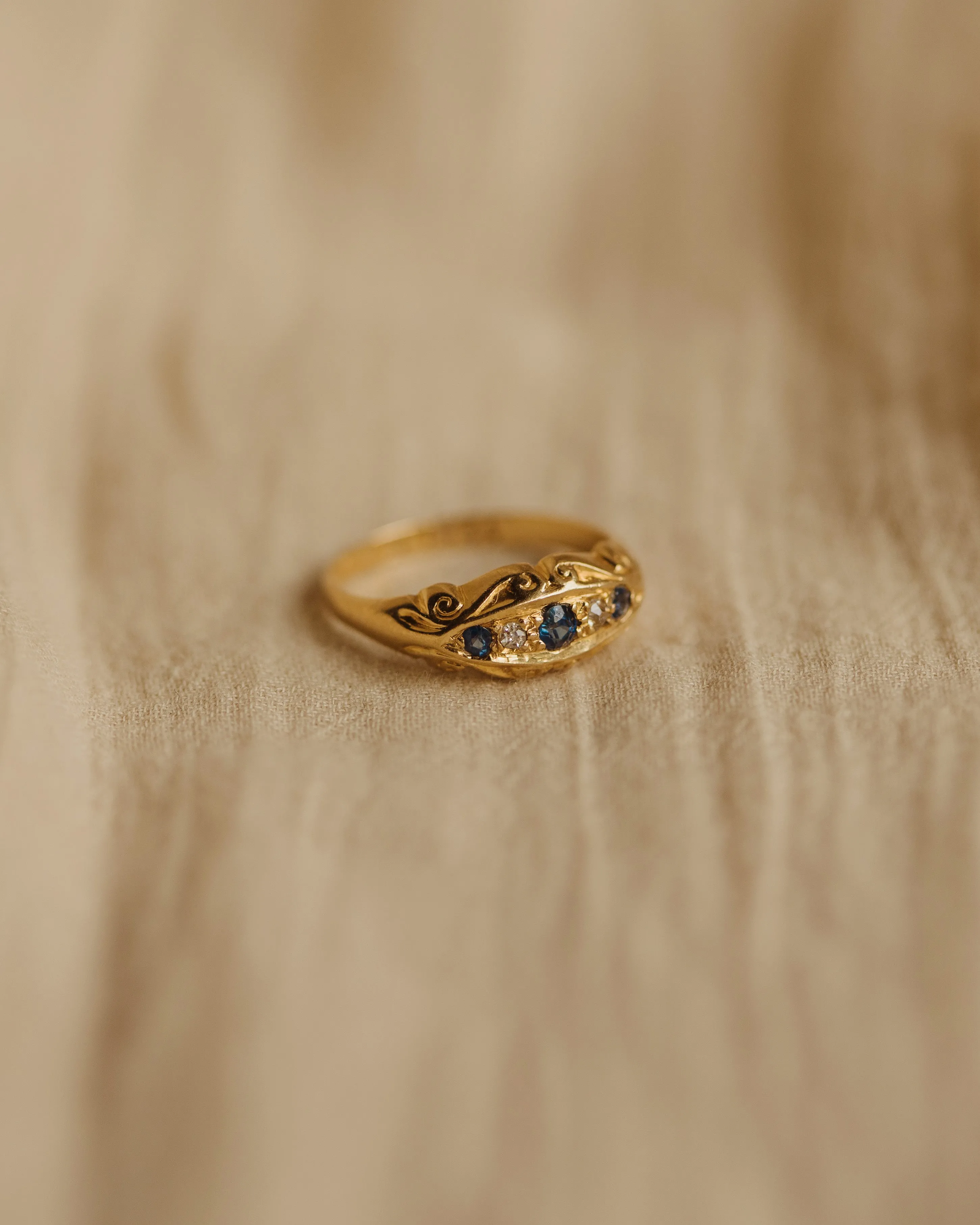 Olive 1918 18ct Gold Sapphire & Diamond Ring sold by Rock n Rose product image thumbnail 3