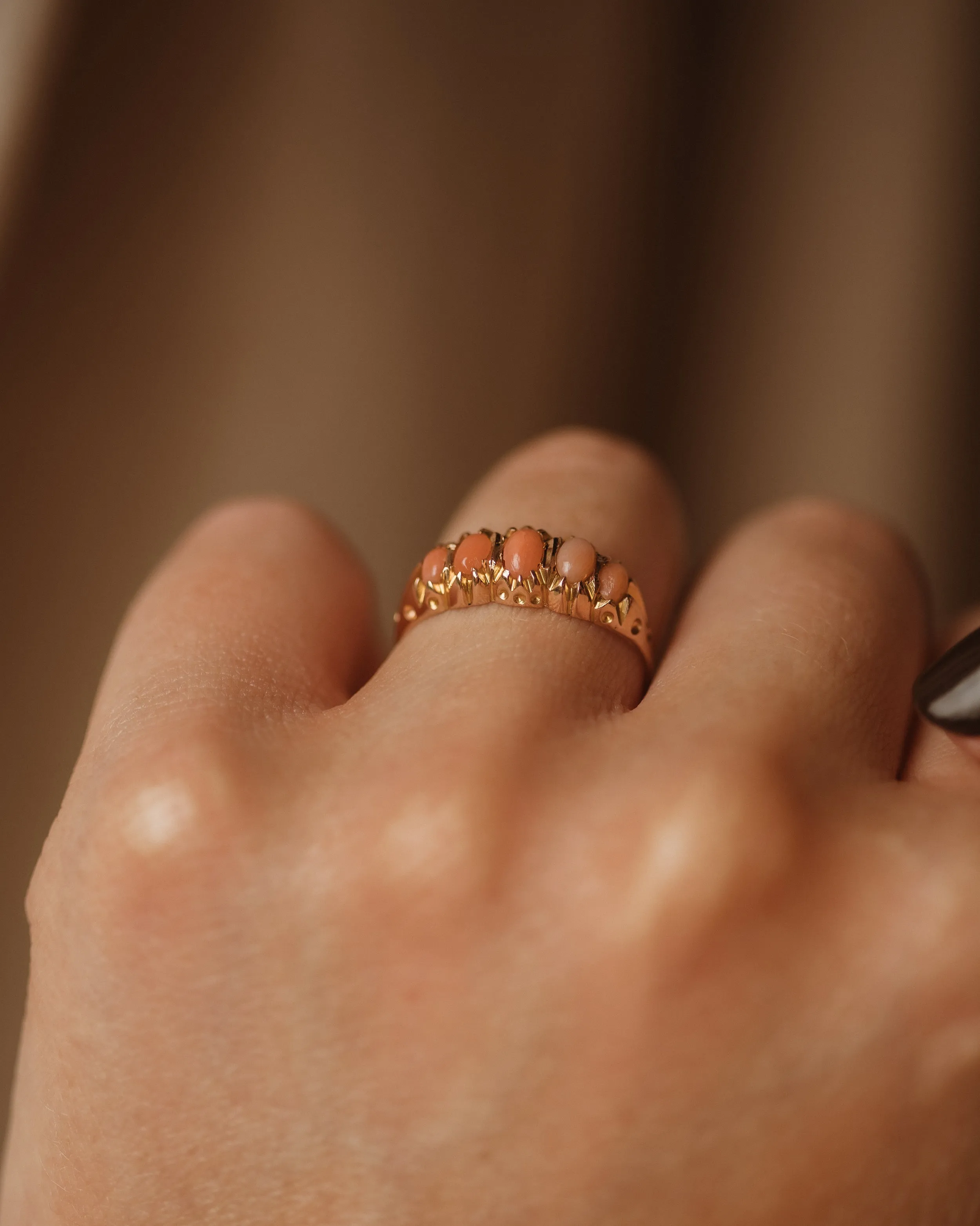 Josie 1893 Victorian 9ct Gold Coral Ring sold by Rock n Rose