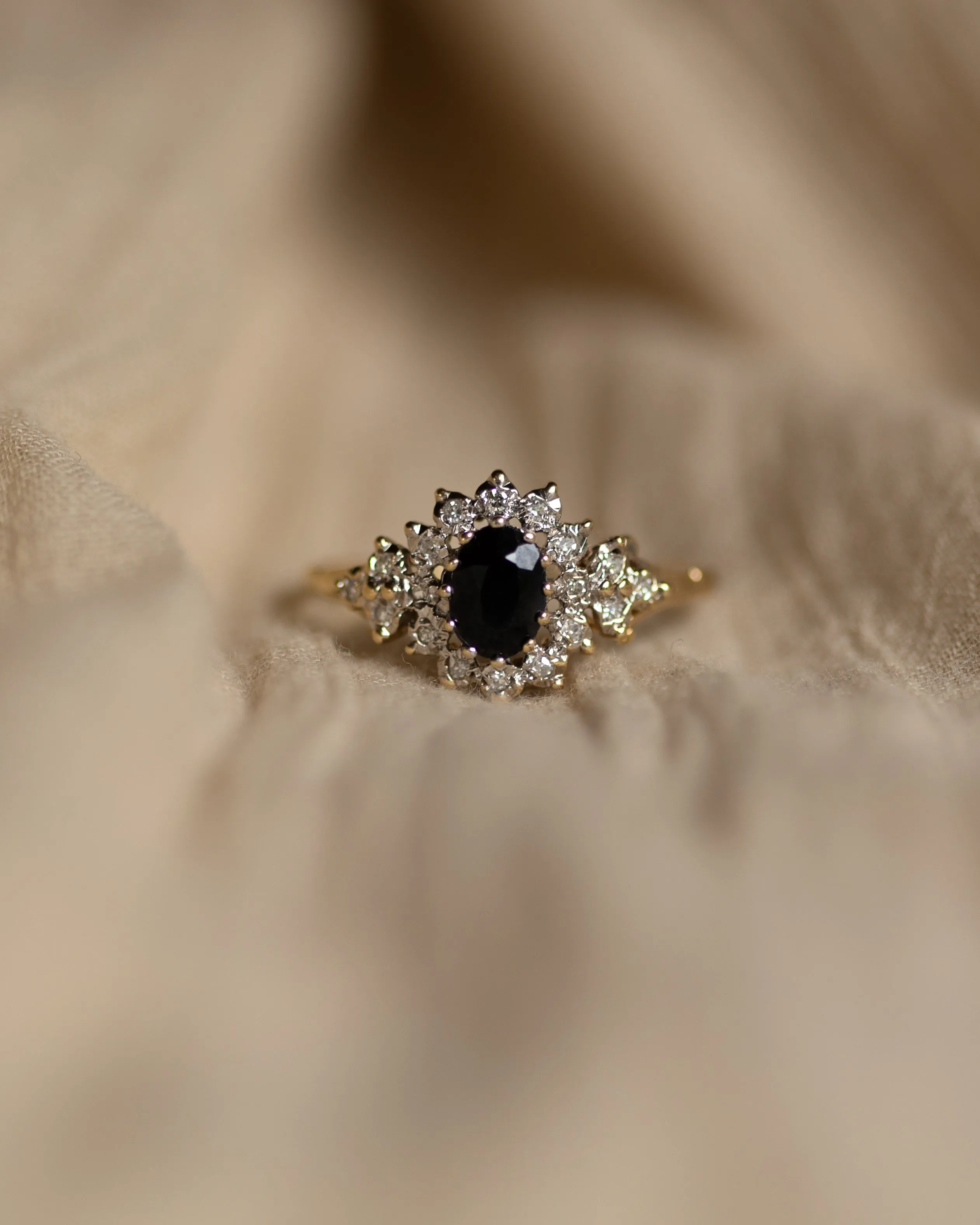 Macy Vintage 9ct Gold Sapphire & Diamond Cluster Ring sold by Rock n Rose product image thumbnail 3