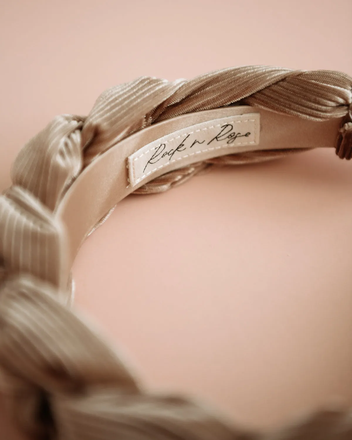 Millicent Champagne Grey Velvet Plaited Headband sold by Rock n Rose product image thumbnail 3