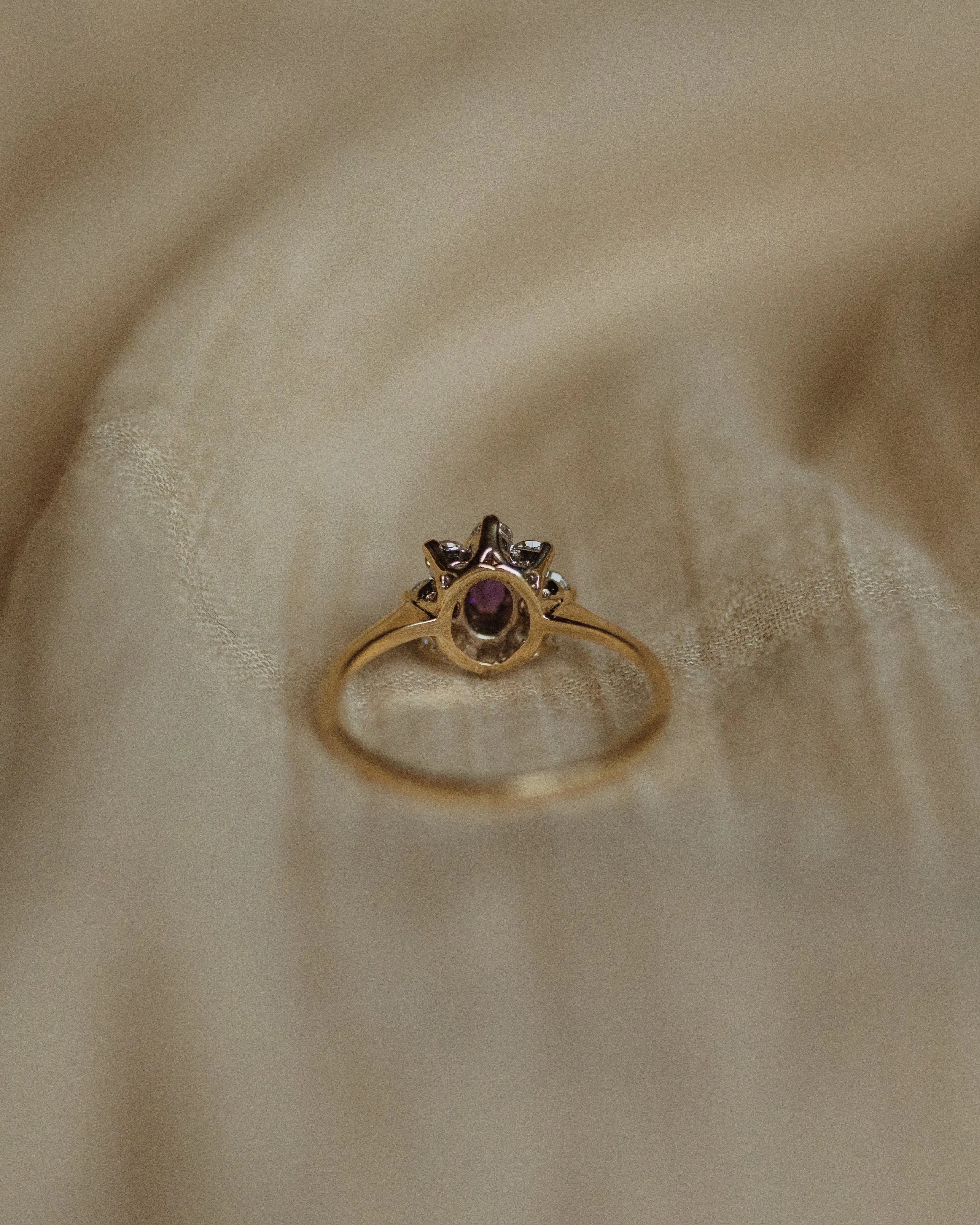 Vera Vintage 9ct Gold Amethyst & CZ Daisy Cluster Ring sold by Rock n Rose product image thumbnail 5