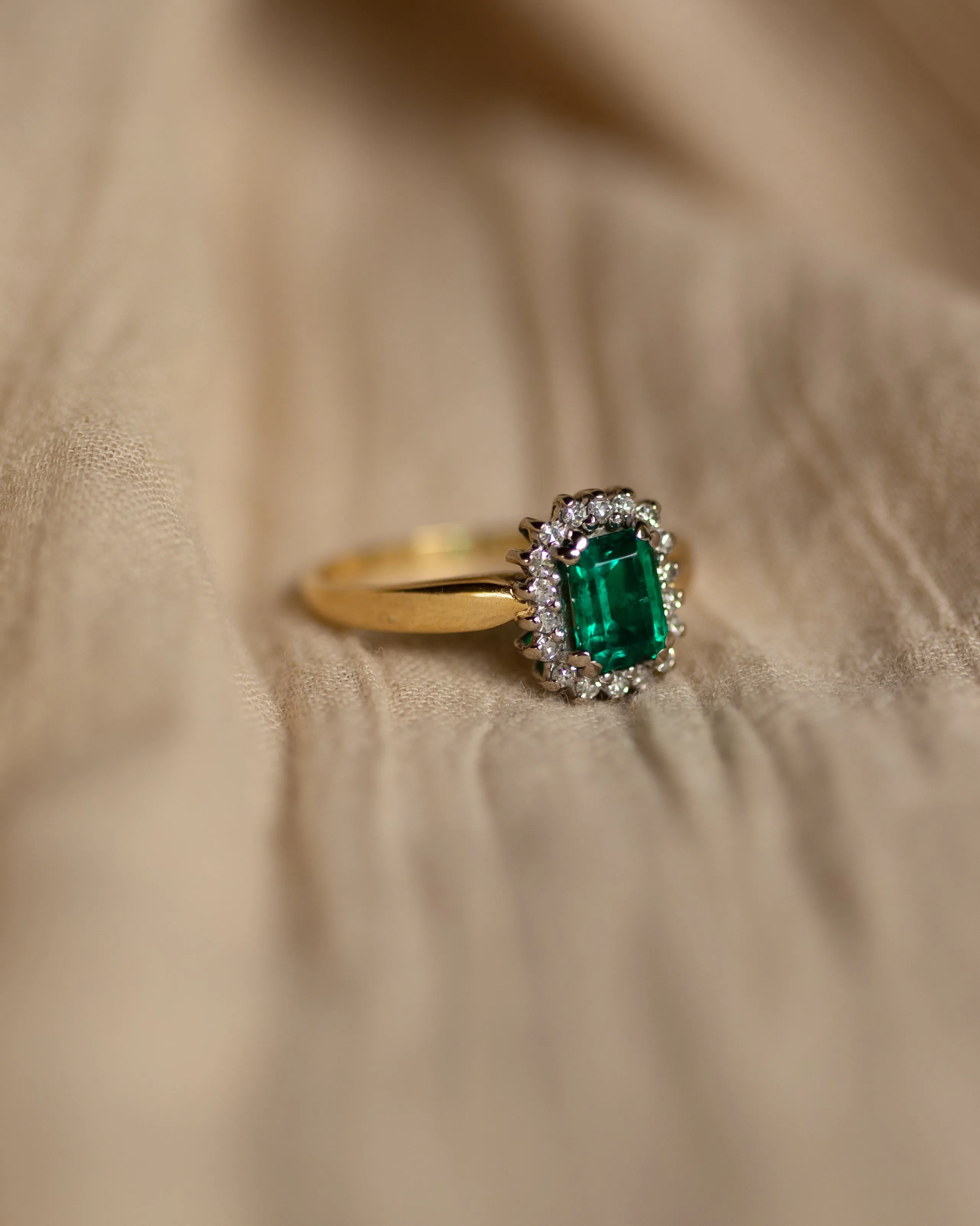 Ina Vintage 18ct Gold Green Spinel & Diamond Cluster Ring sold by Rock n Rose product image thumbnail 4