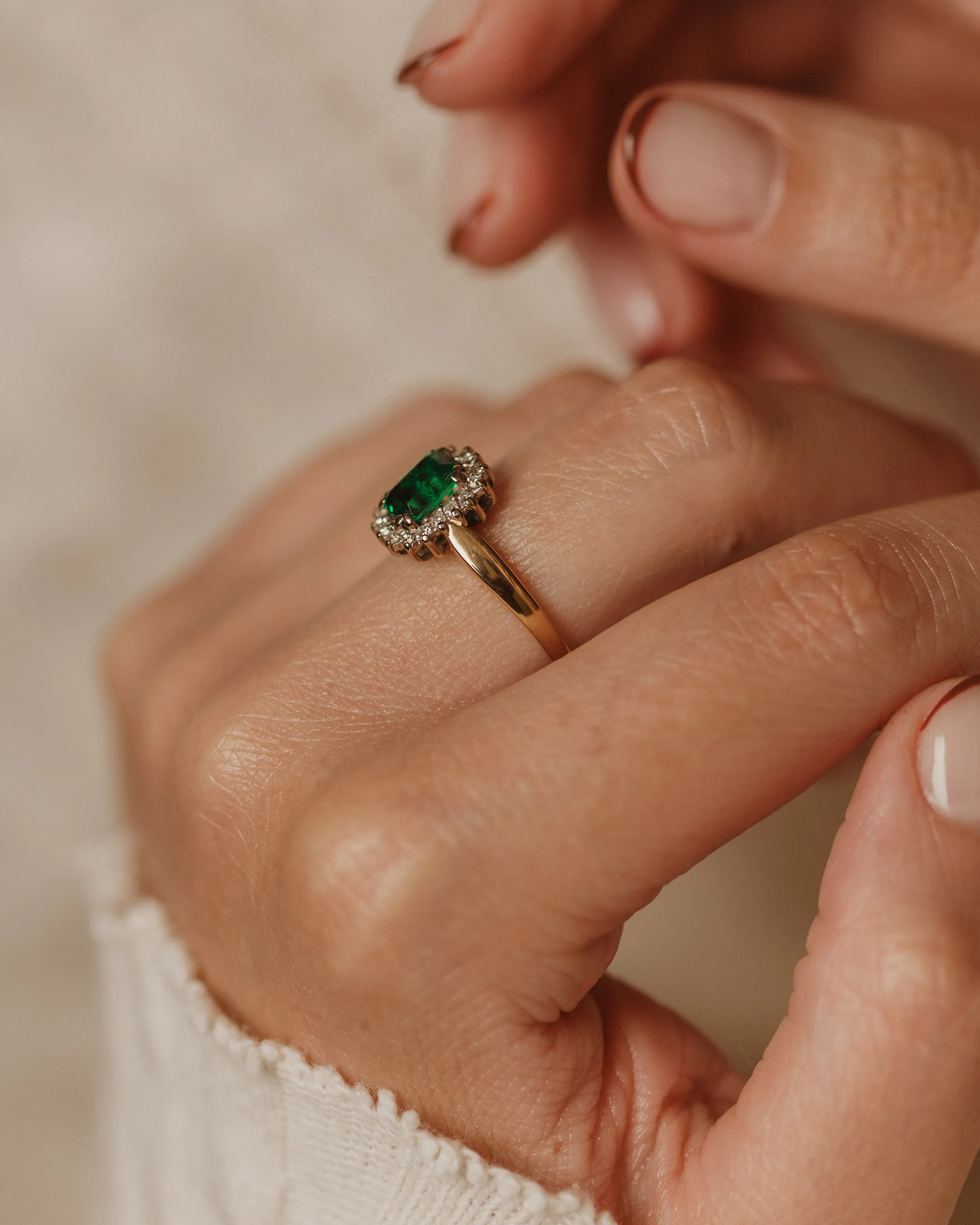 Ina Vintage 18ct Gold Green Spinel & Diamond Cluster Ring sold by Rock n Rose product image thumbnail 2