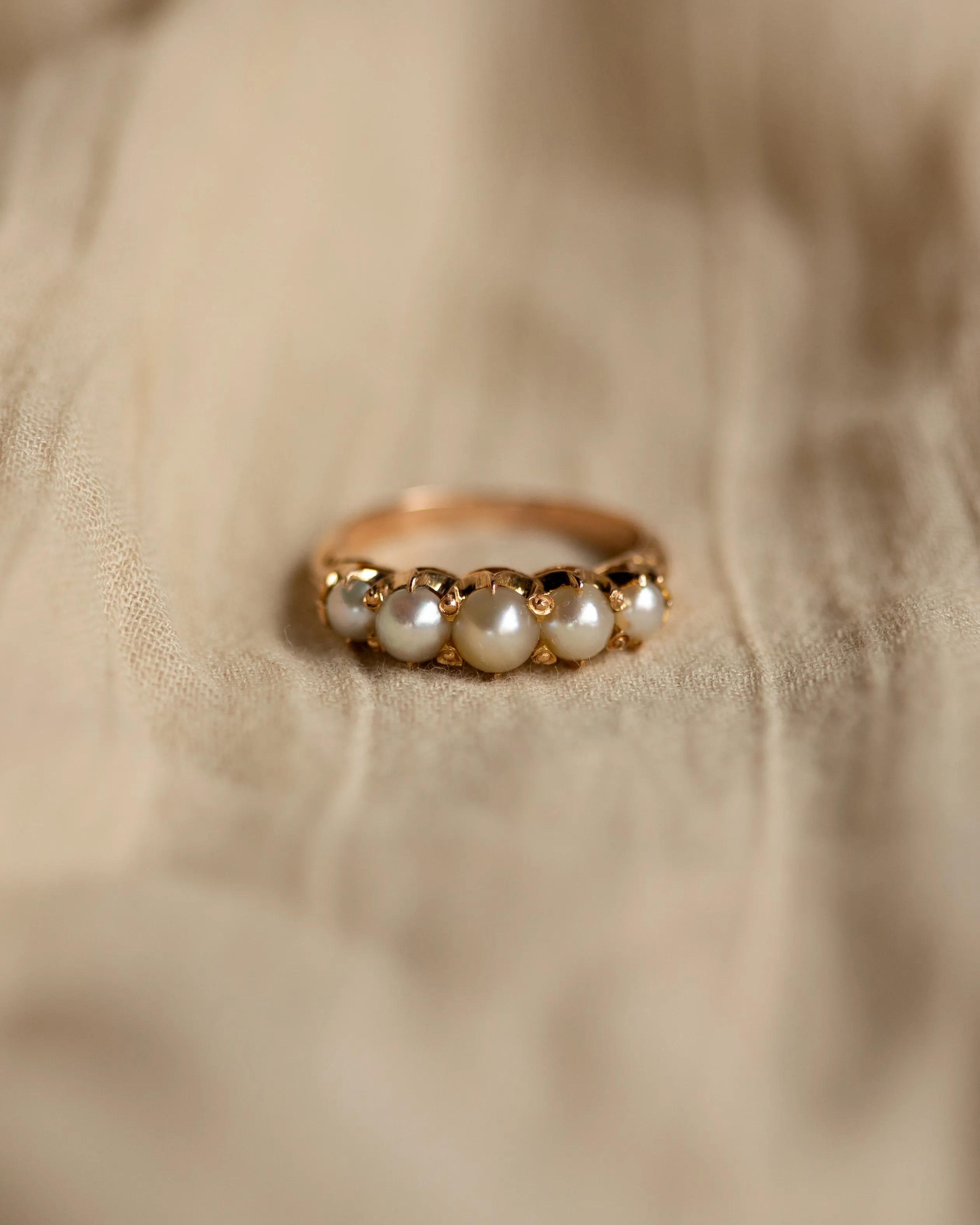 Georgie Antique 9ct Gold Five Stone Pearl Ring sold by Rock n Rose product image thumbnail 3