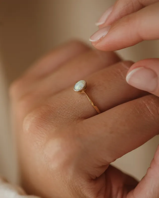 Mona Vintage 18ct Gold Solitaire Opal Ring sold by Rock n Rose