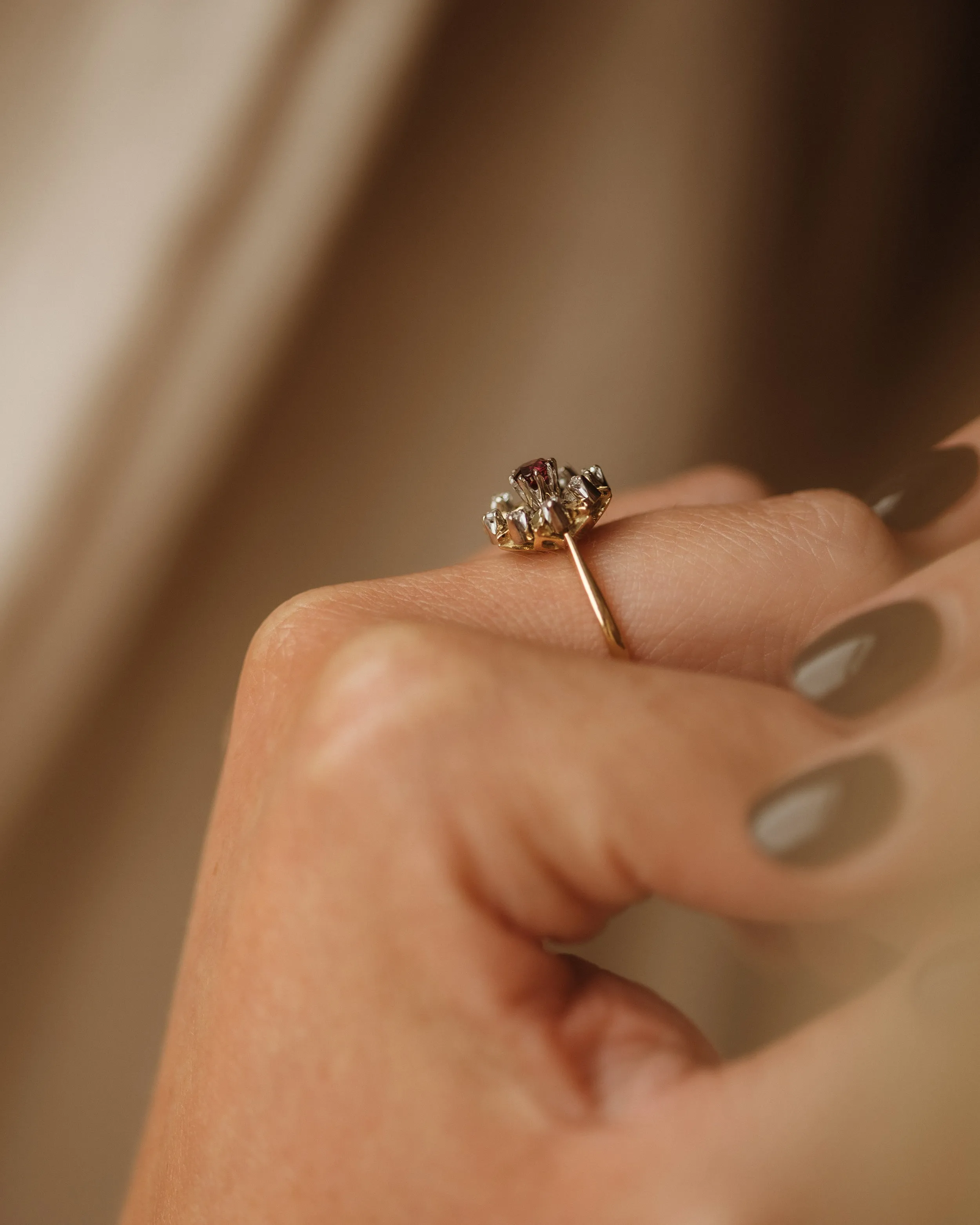 Ottilie 1978 18ct Gold Ruby & Diamond Cluster Ring sold by Rock n Rose product image thumbnail 3