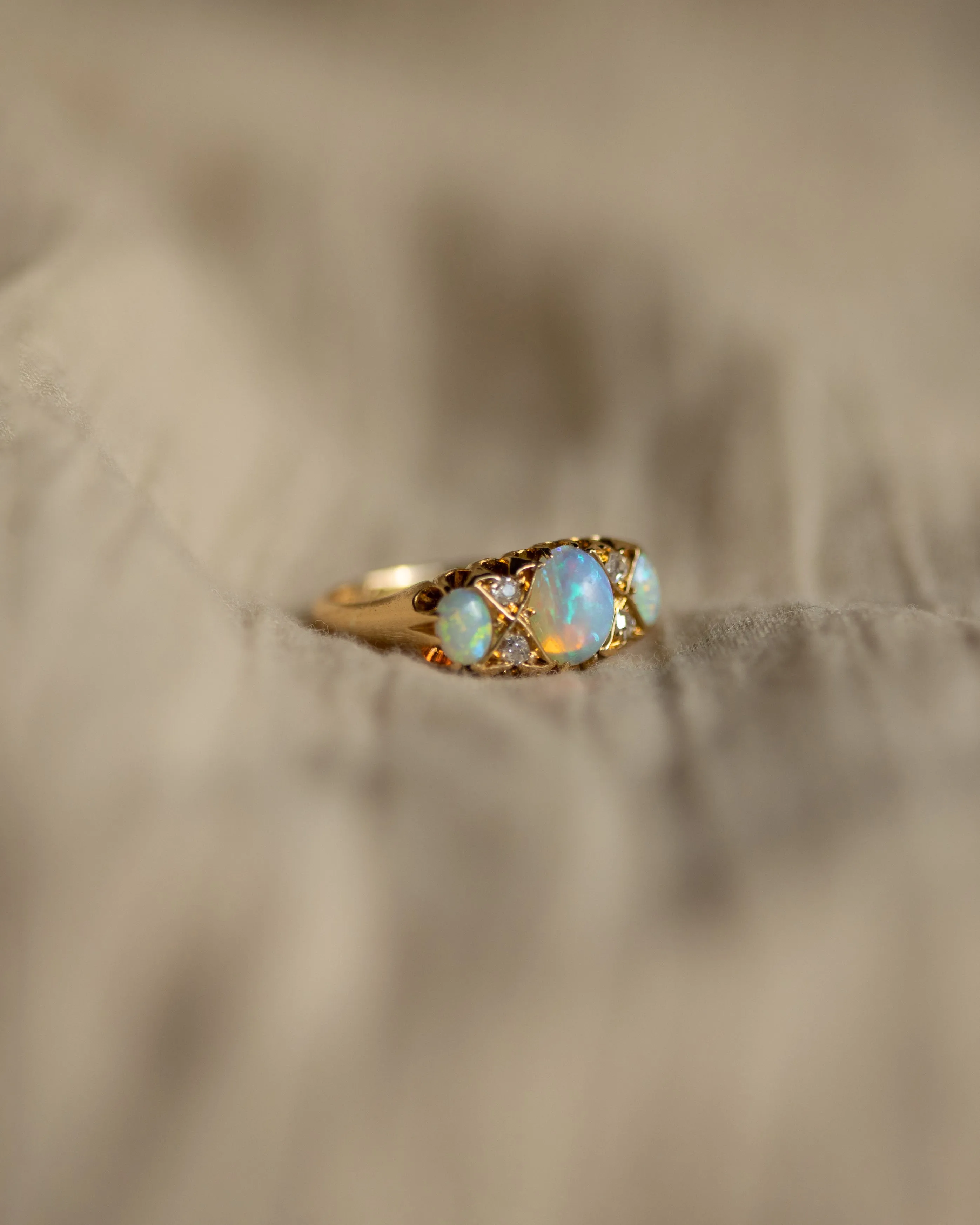 Mona 1909 Antique 18ct Gold Opal & Diamond Ring sold by Rock n Rose product image thumbnail 4