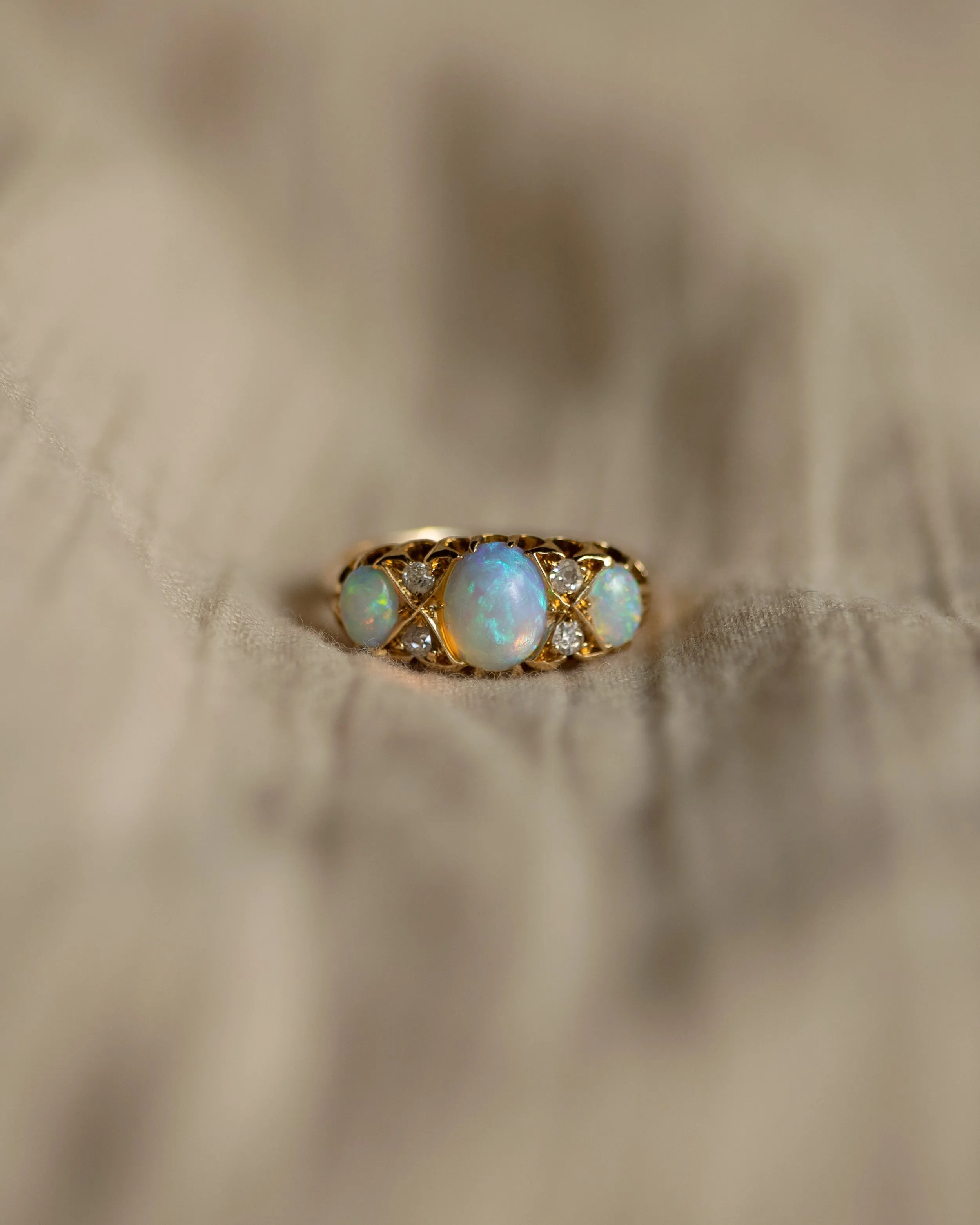 Mona 1909 Antique 18ct Gold Opal & Diamond Ring sold by Rock n Rose product image thumbnail 3