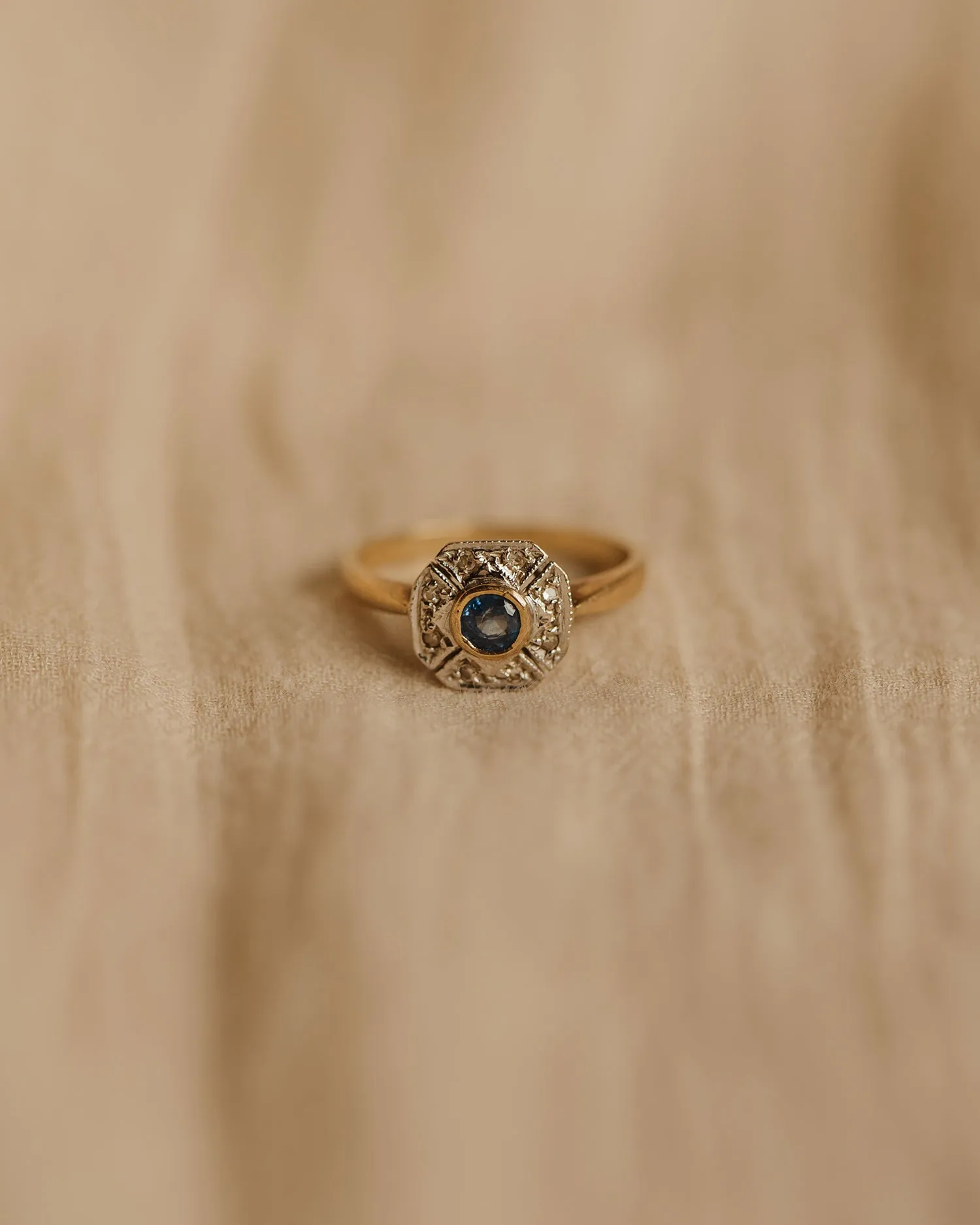 Aethel Vintage 9ct Gold Art Deco Sapphire & Diamond Ring sold by Rock n Rose product image thumbnail 2