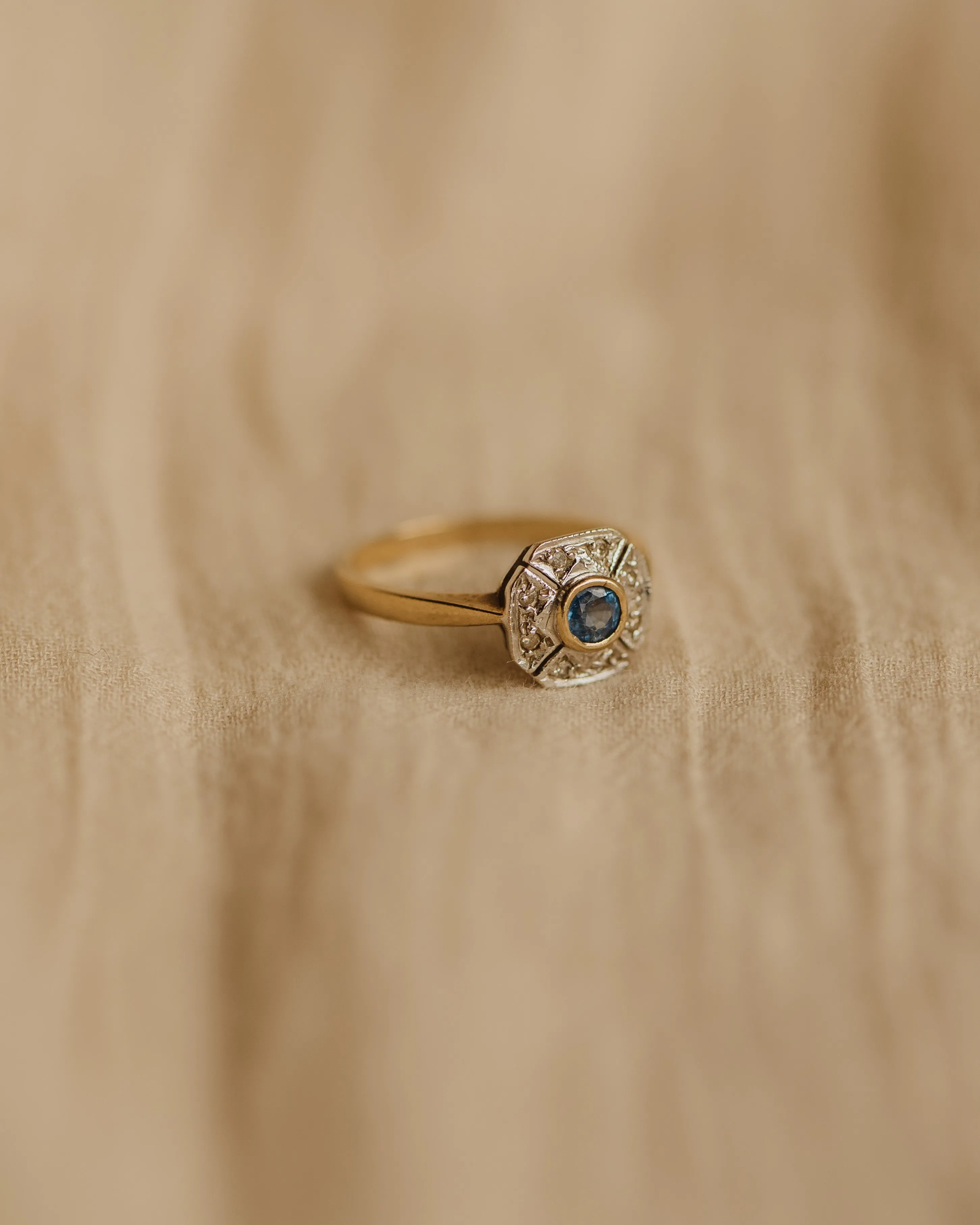 Aethel Vintage 9ct Gold Art Deco Sapphire & Diamond Ring sold by Rock n Rose product image thumbnail 3