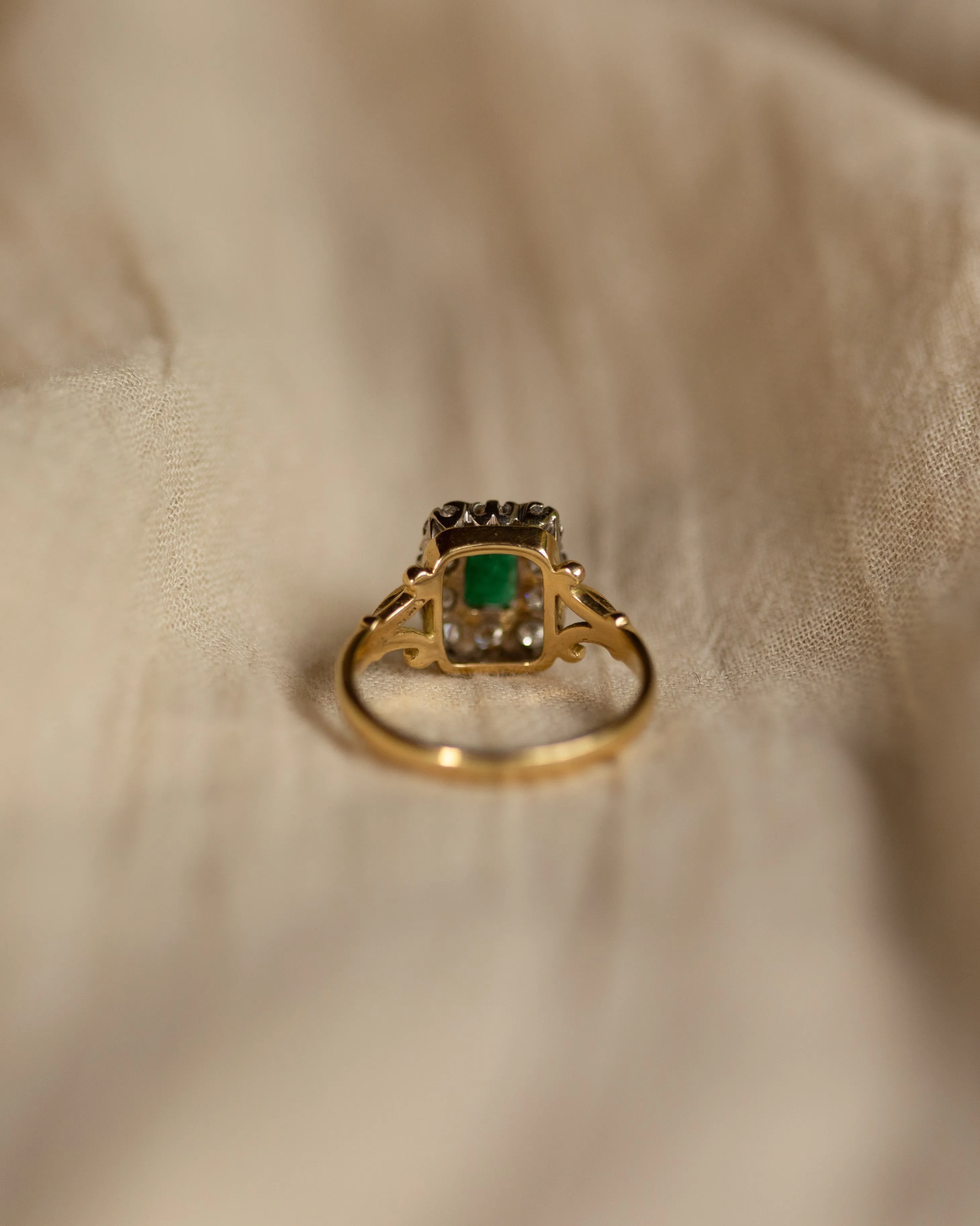 Vera Vintage 18ct Gold Emerald & Diamond Cluster Ring sold by Rock n Rose product image thumbnail 5