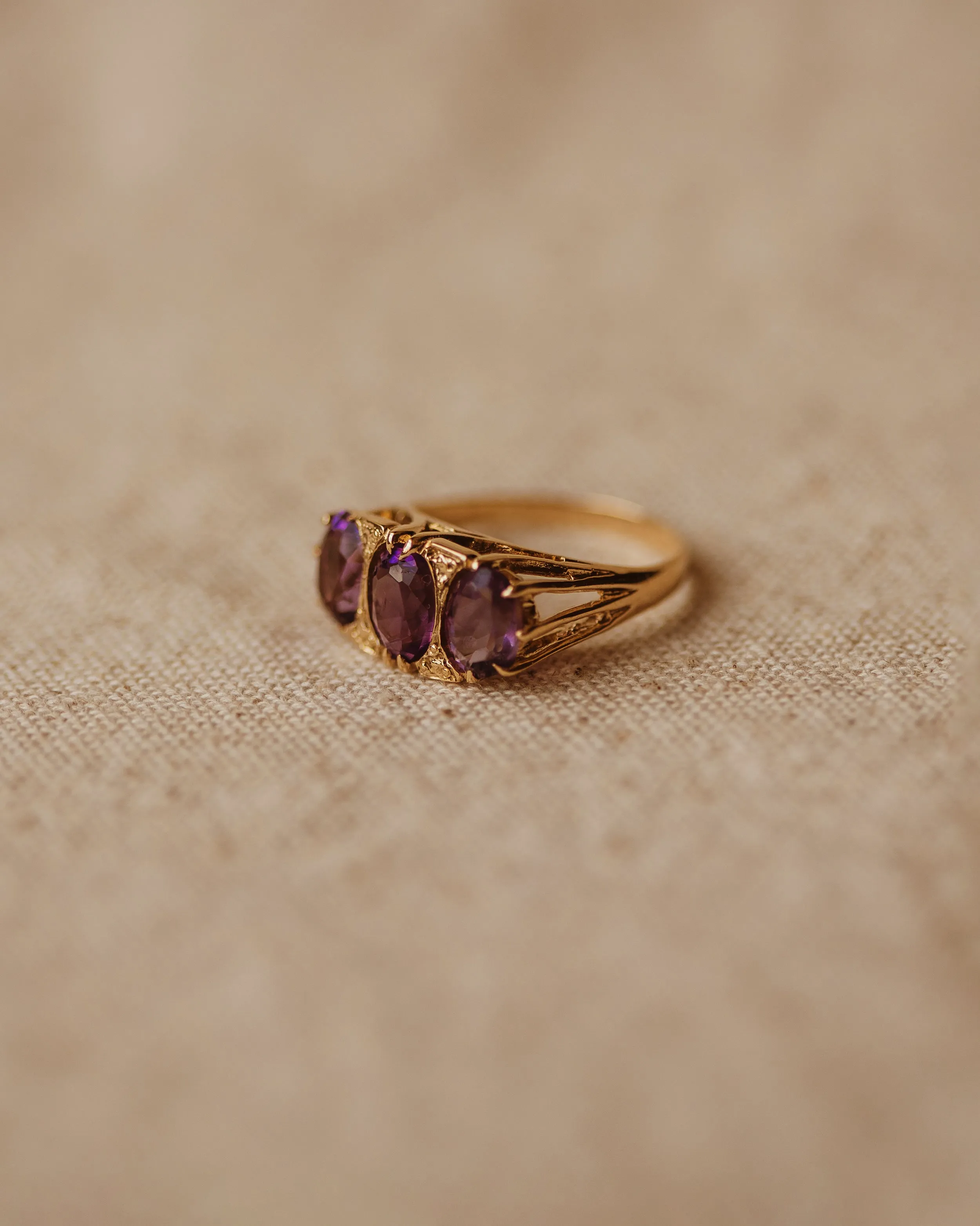Virgie Vintage 9ct Gold Amethyst Trilogy Ring sold by Rock n Rose product image thumbnail 4