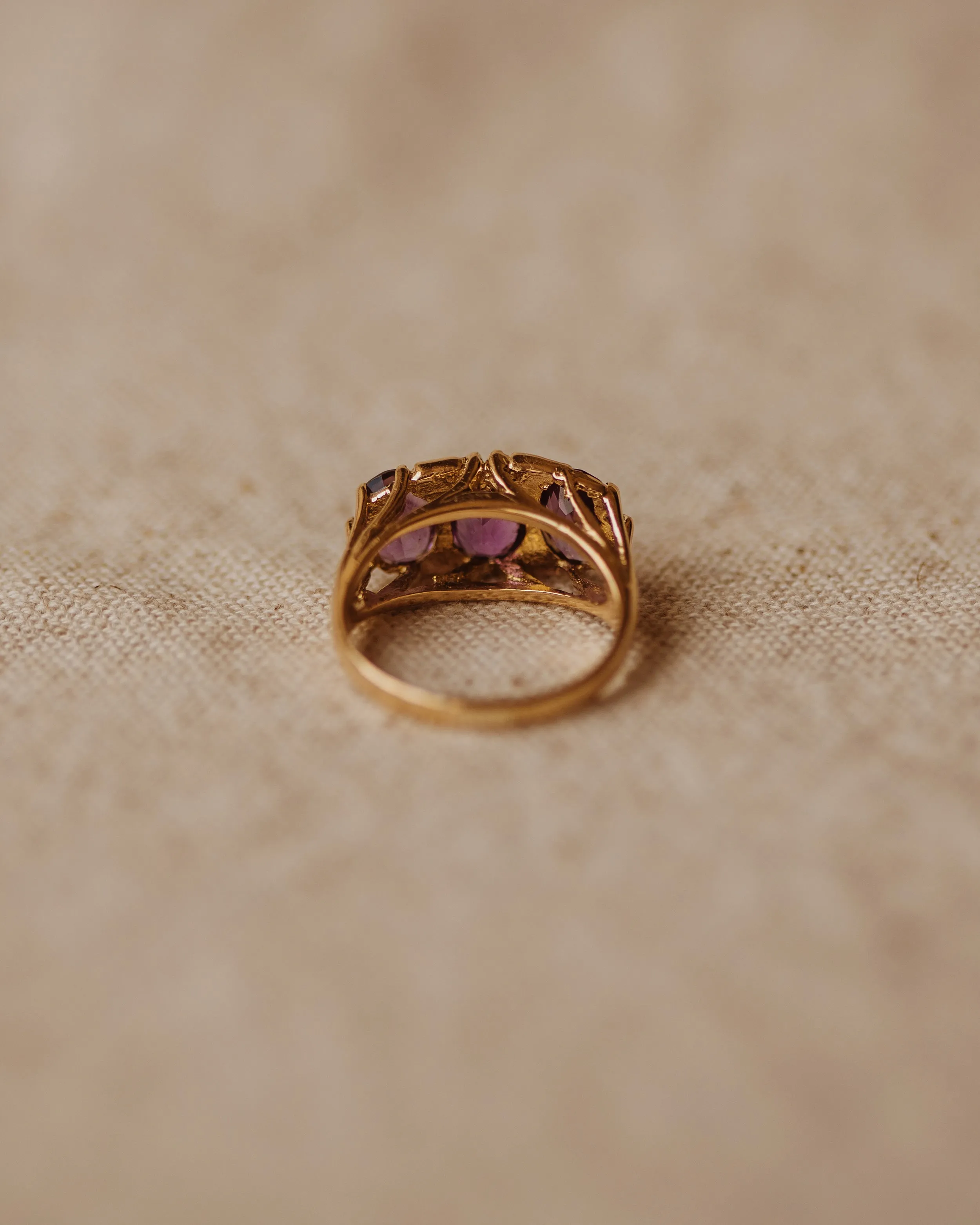 Virgie Vintage 9ct Gold Amethyst Trilogy Ring sold by Rock n Rose product image thumbnail 5