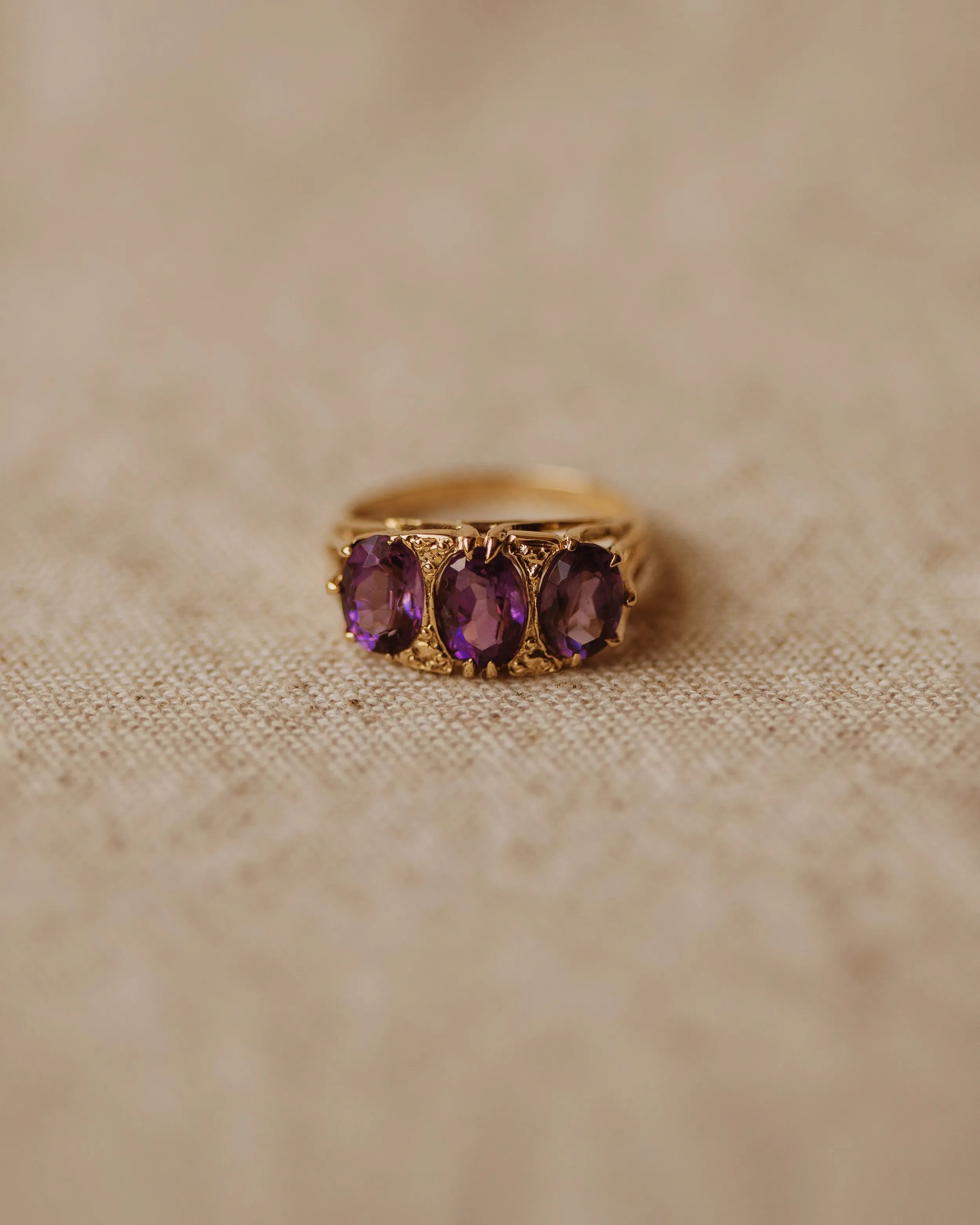 Virgie Vintage 9ct Gold Amethyst Trilogy Ring sold by Rock n Rose product image thumbnail 2