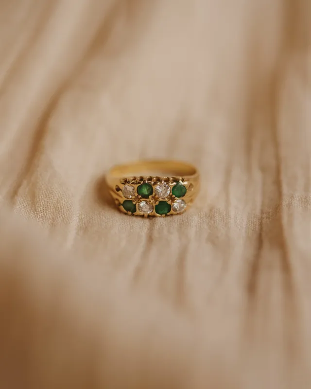Celeste 18ct Gold Vintage Emerald & Diamond Ring sold by Rock n Rose