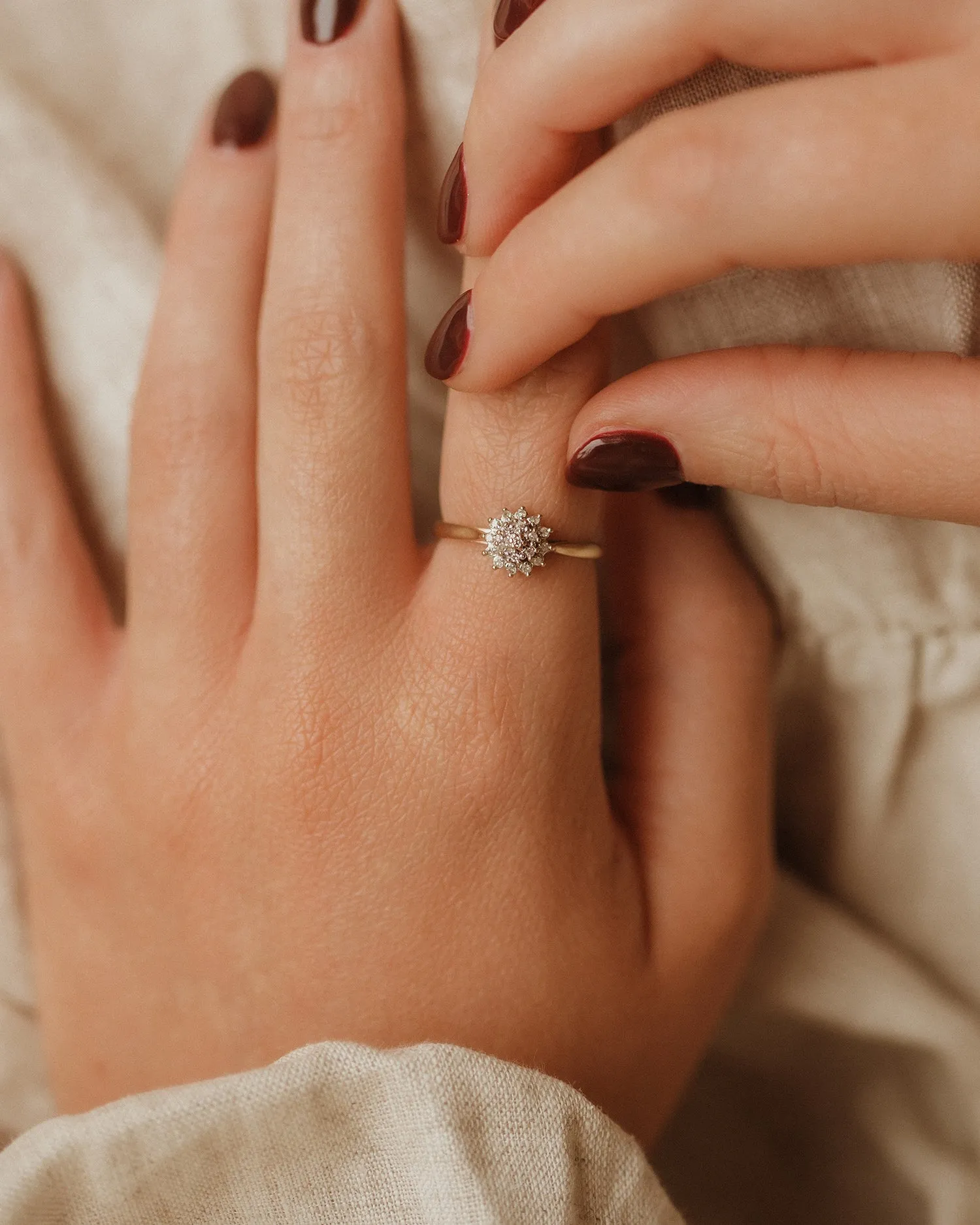 Lois 9ct Gold Vintage Diamond Cluster Ring sold by Rock n Rose