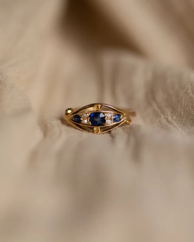 Cressida 1916 Antique 18ct Gold Sapphire & Diamond Seven Stone Ring sold by Rock n Rose