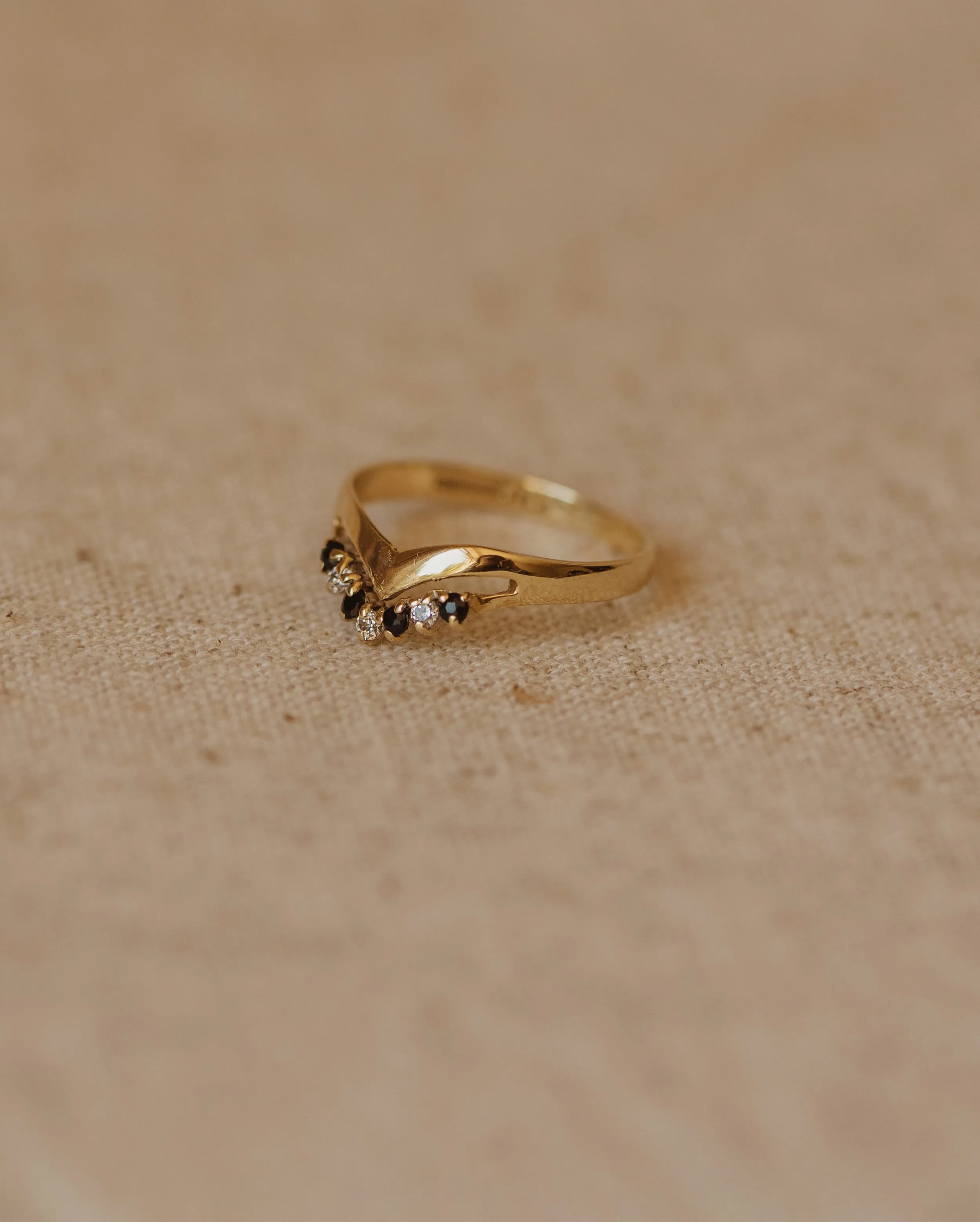 Georgia Vintage 9ct Gold Sapphire Wishbone Ring sold by Rock n Rose product image thumbnail 3