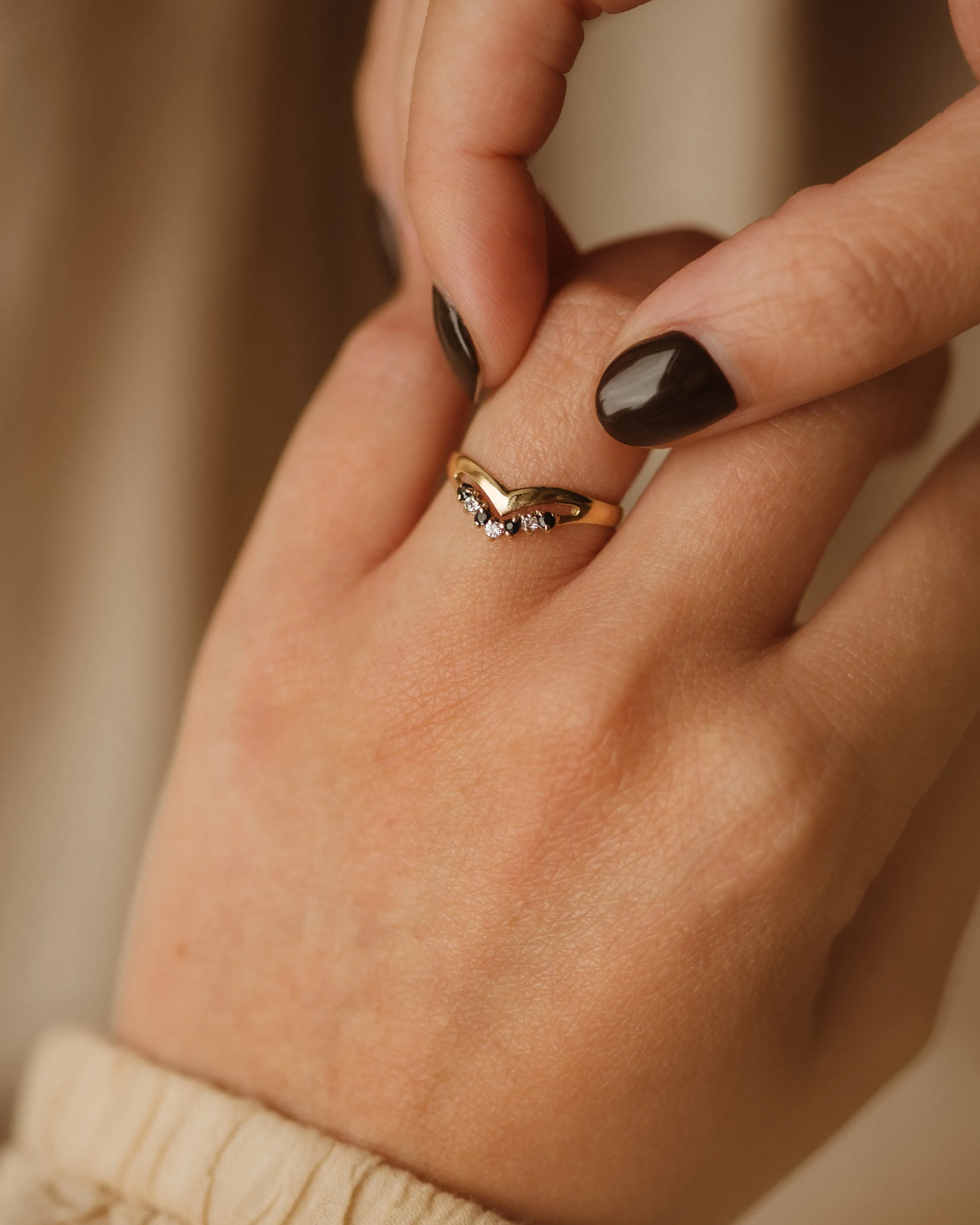 Georgia Vintage 9ct Gold Sapphire Wishbone Ring sold by Rock n Rose product image thumbnail 5