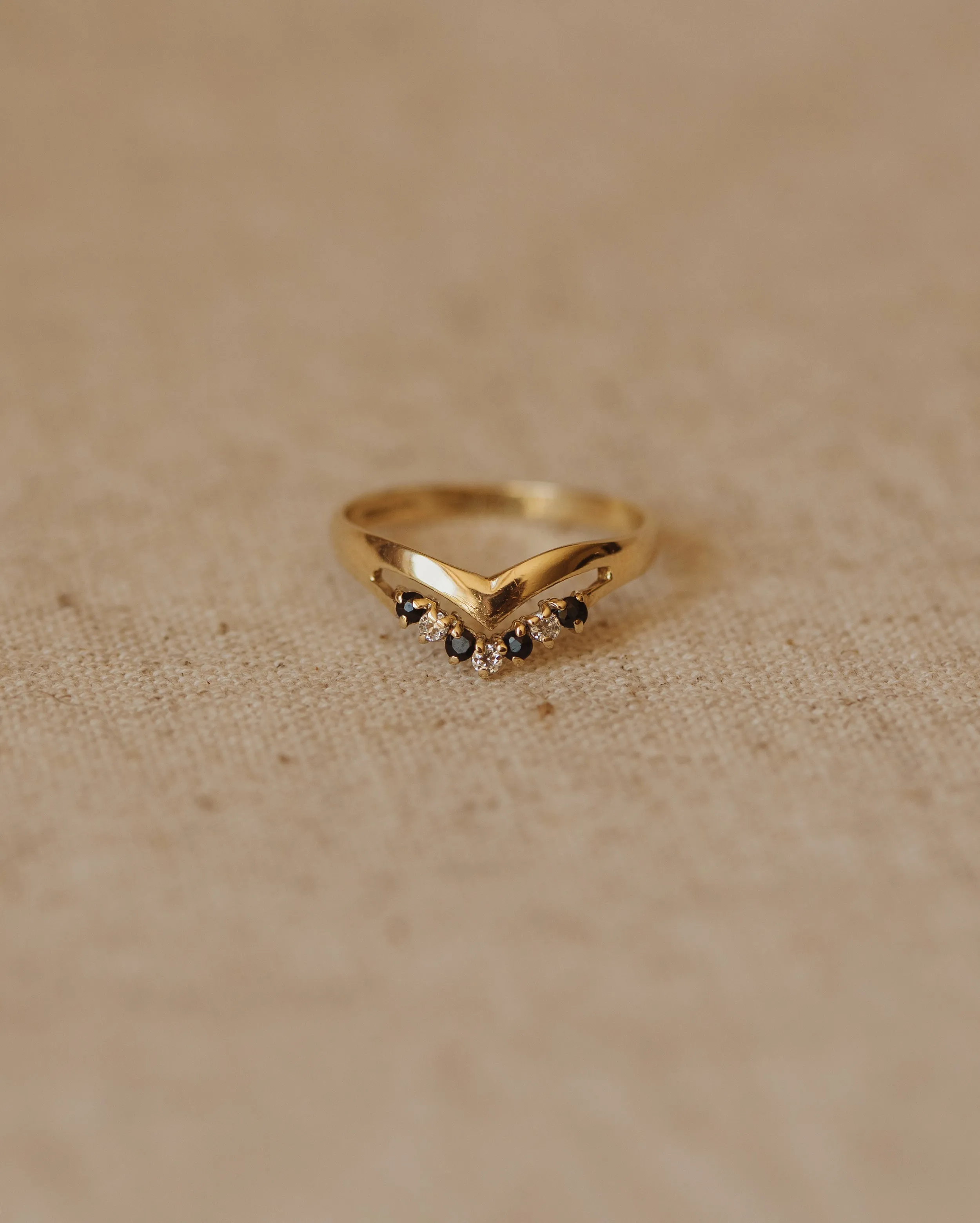 Georgia Vintage 9ct Gold Sapphire Wishbone Ring sold by Rock n Rose product image thumbnail 2