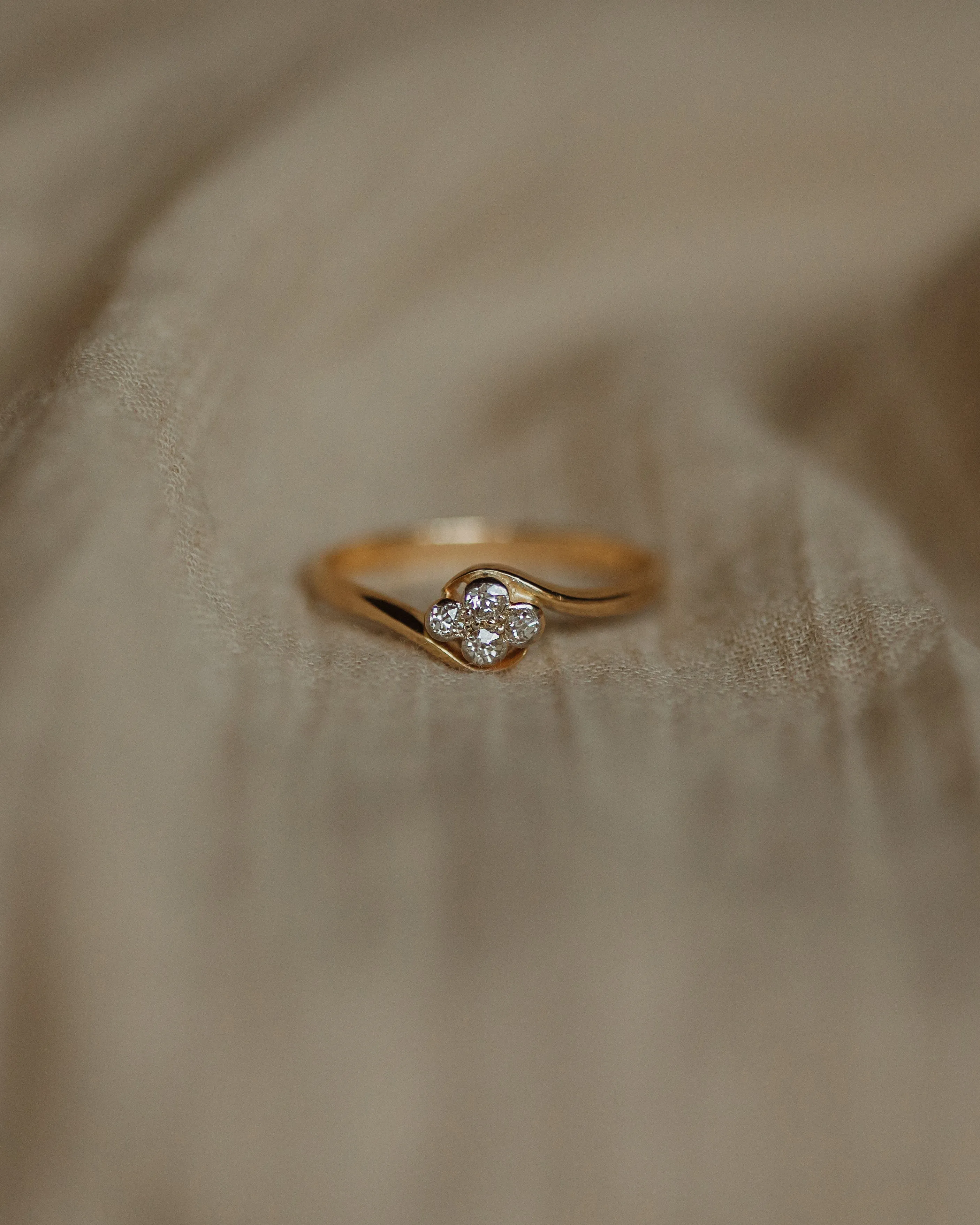 Primrose Antique Art Deco 18ct Gold Four Stone Diamond Ring sold by Rock n Rose product image thumbnail 3