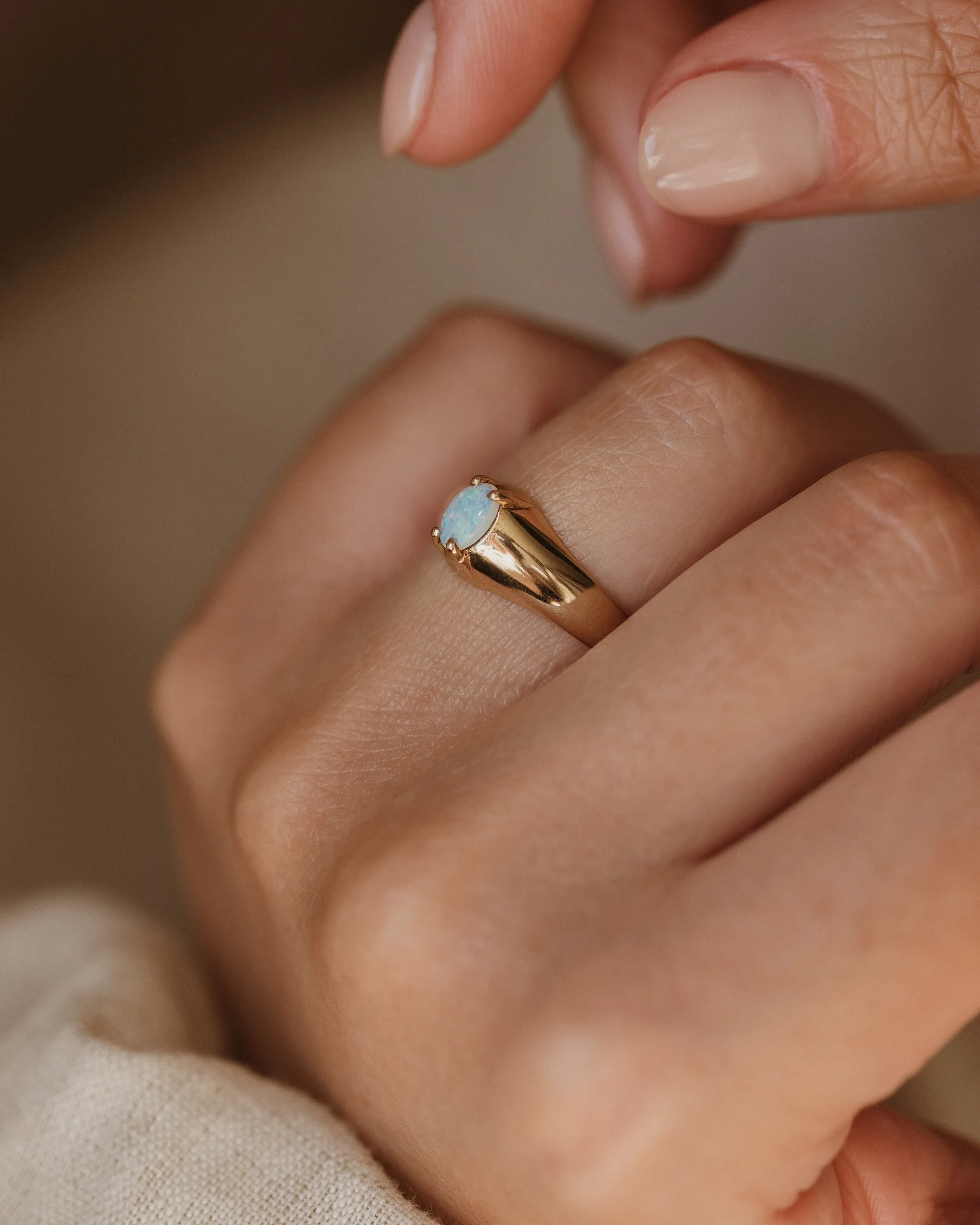 Audra 1987 Vintage 9ct Gold Opal Solitaire Ring sold by Rock n Rose product image thumbnail 2