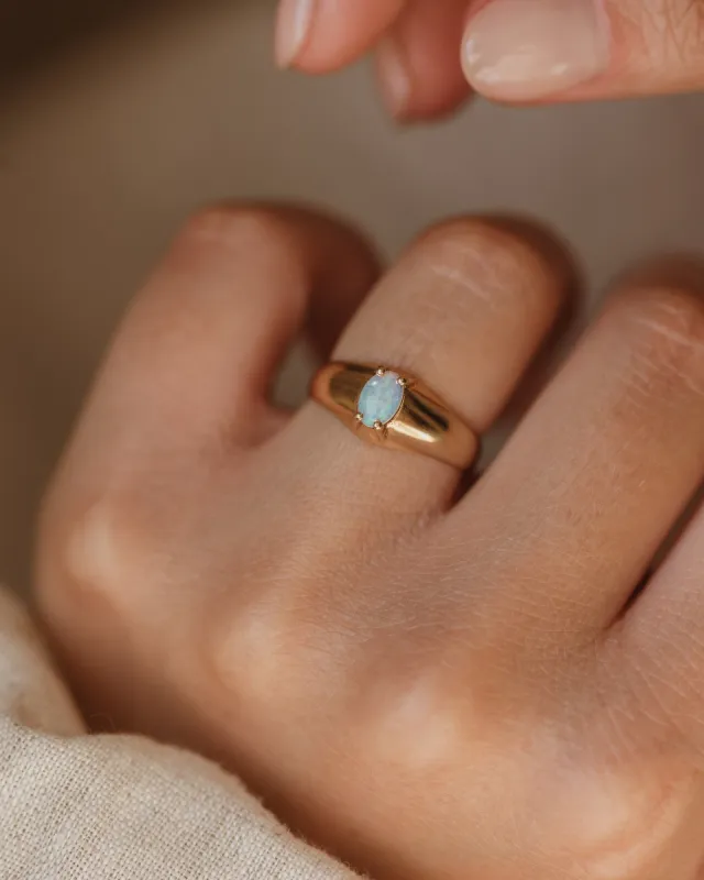 Audra 1987 Vintage 9ct Gold Opal Solitaire Ring sold by Rock n Rose