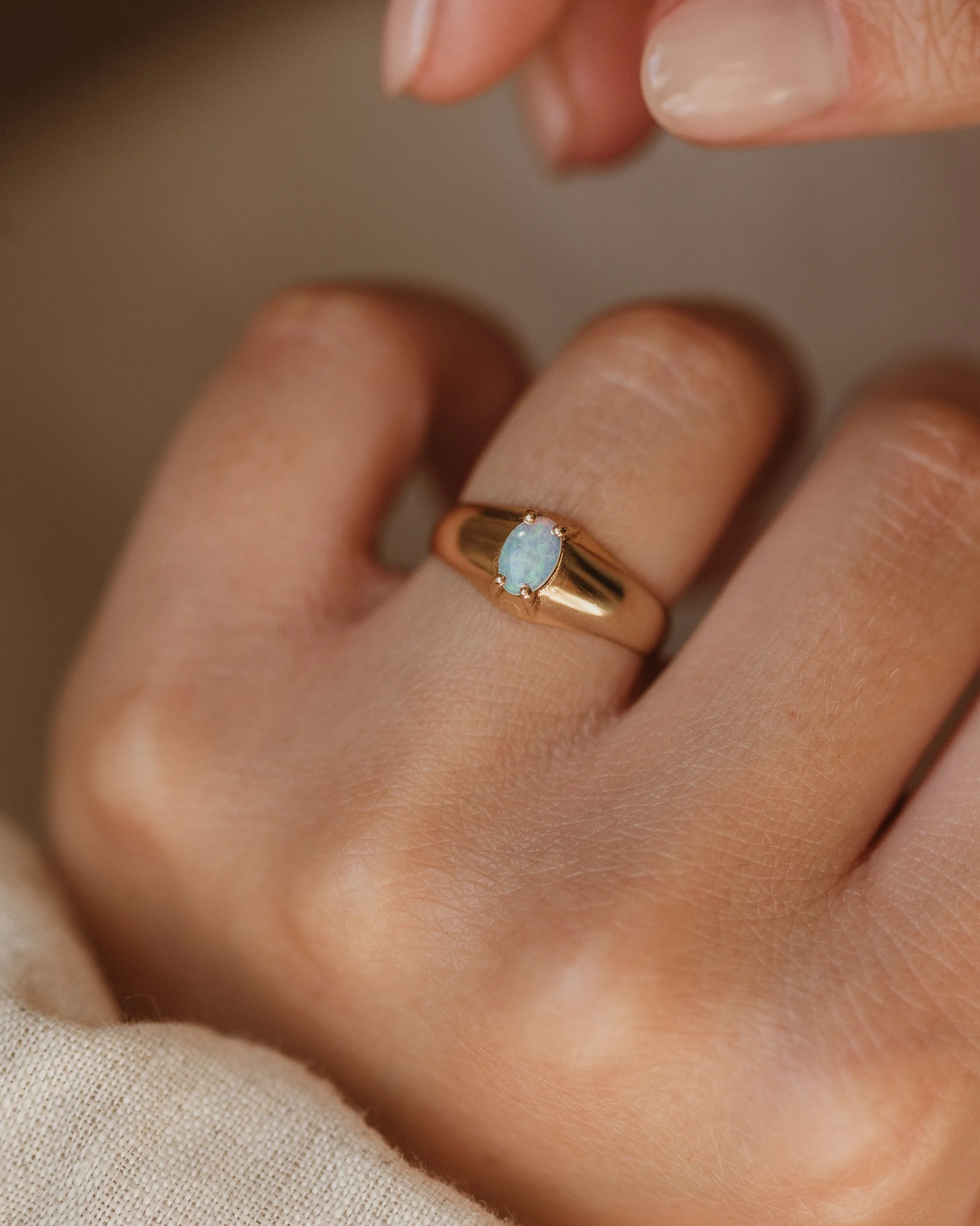 Audra 1987 Vintage 9ct Gold Opal Solitaire Ring sold by Rock n Rose