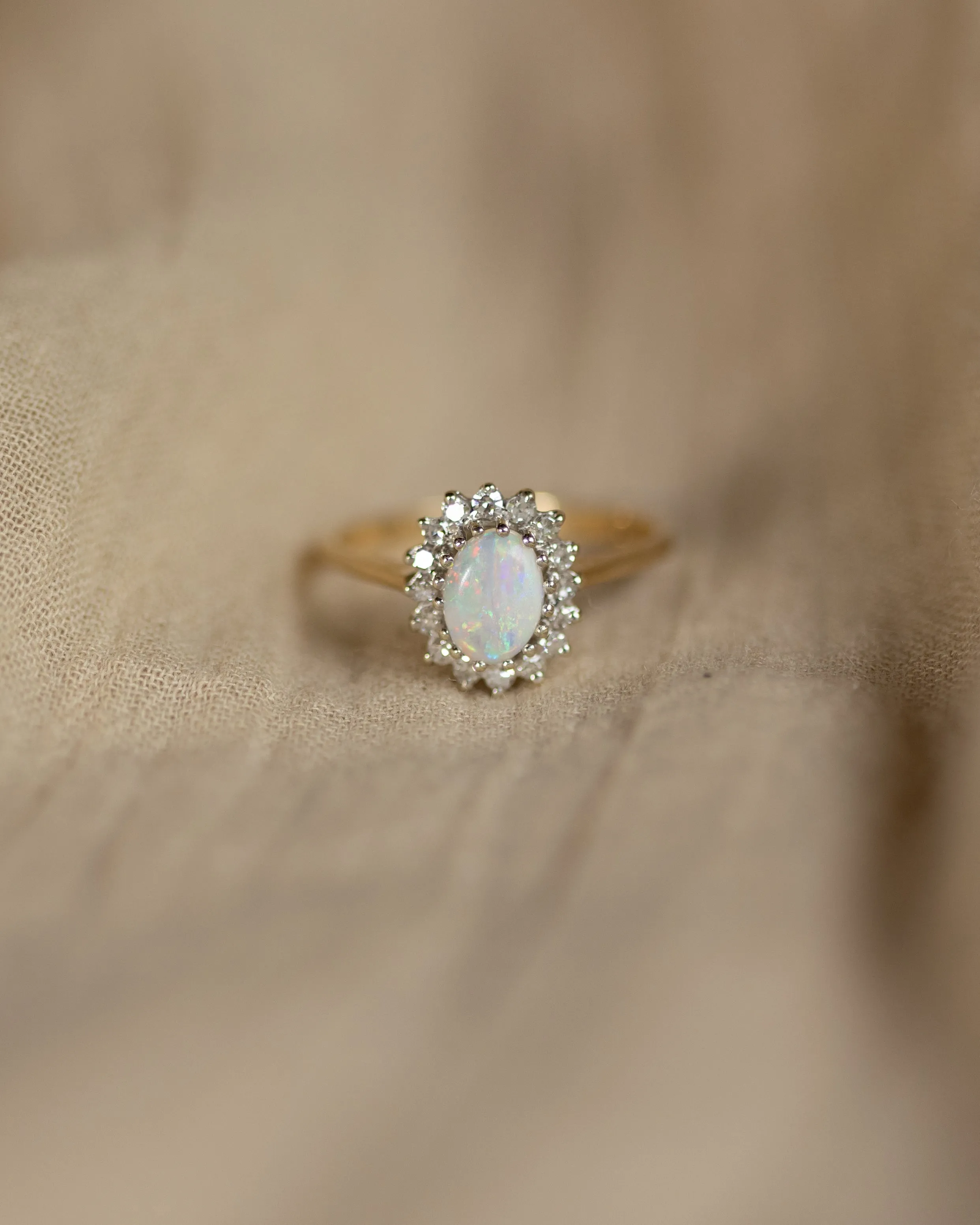 Marian 1983 Vintage 9ct Gold Opal & Diamond Cluster Ring sold by Rock n Rose product image thumbnail 3