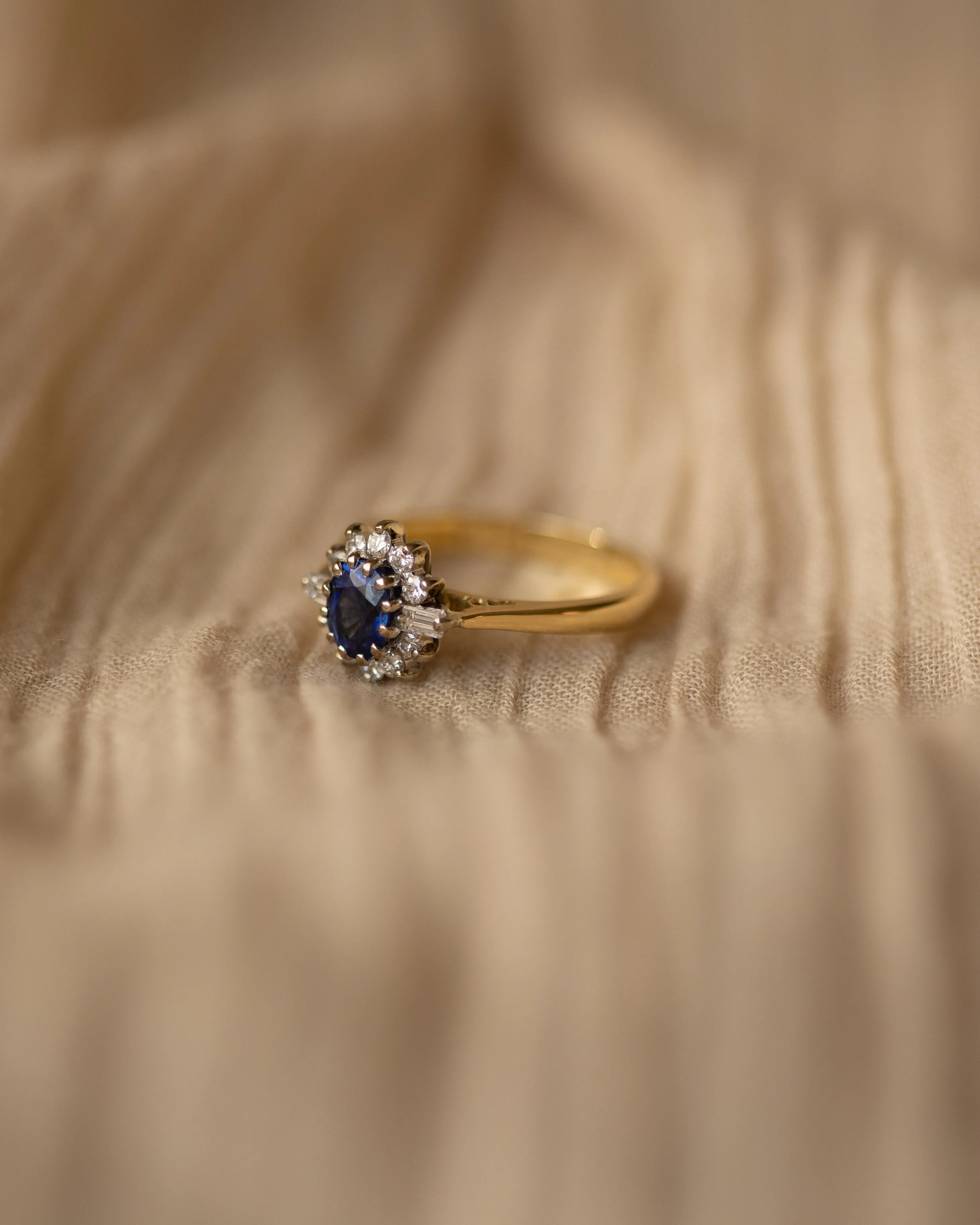 Ottilie Vintage 18ct Gold Sapphire & Diamond Cluster Ring sold by Rock n Rose product image thumbnail 4