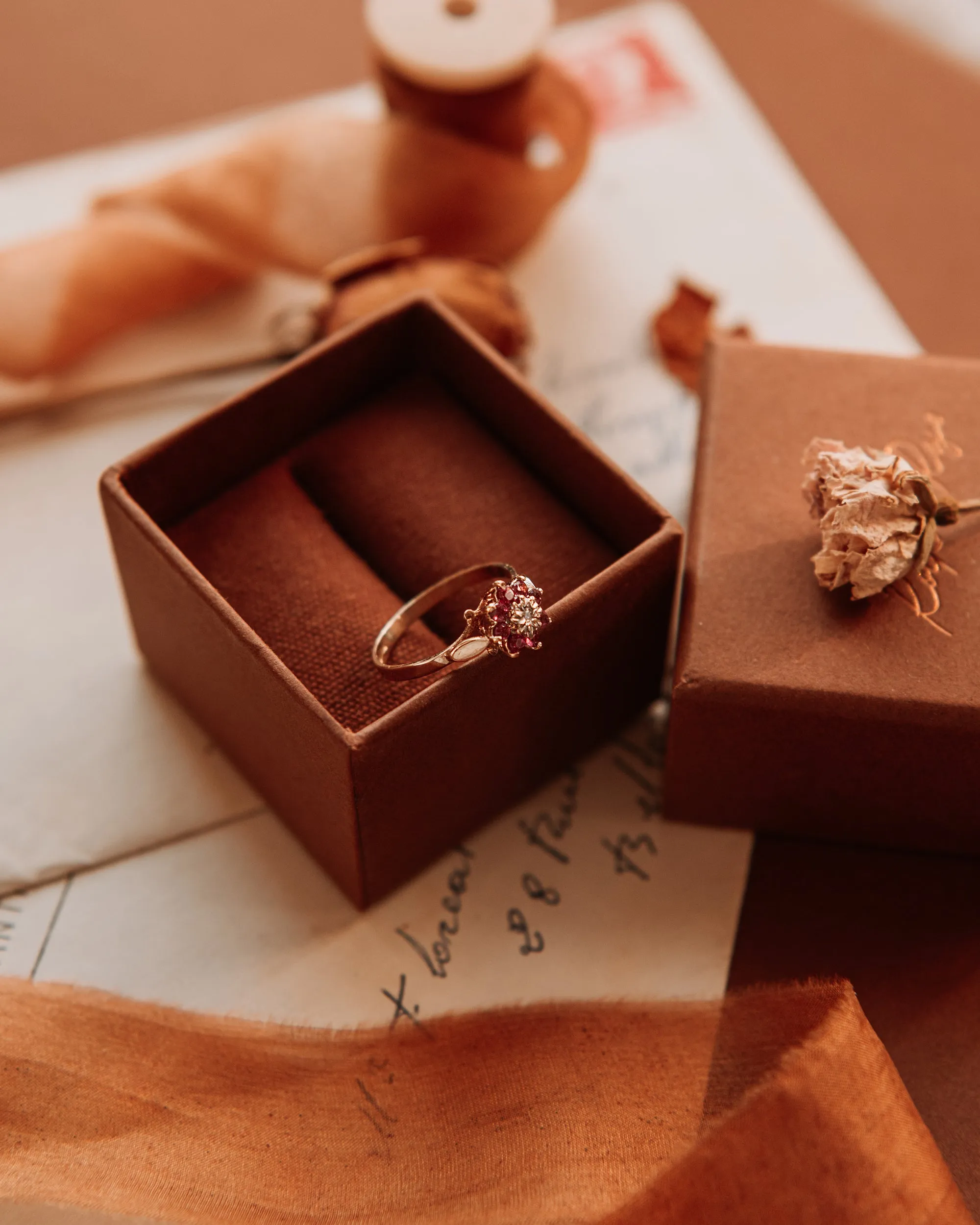 Lucille 9ct Gold Diamond & Ruby Ring sold by Rock n Rose